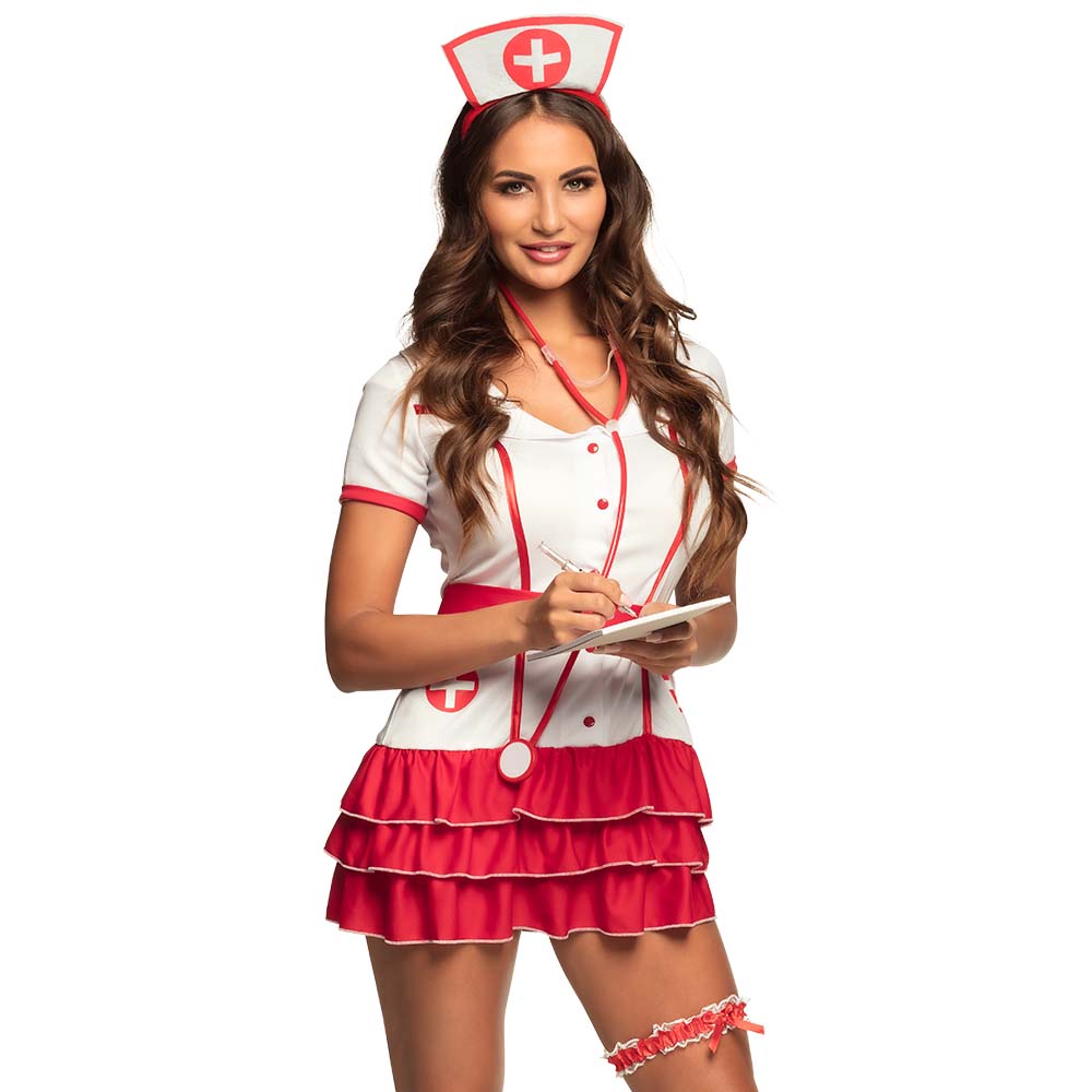 Krankenschwester Set – Diadem, Stethoskop, Strumpfband & Spritze/Stif 2