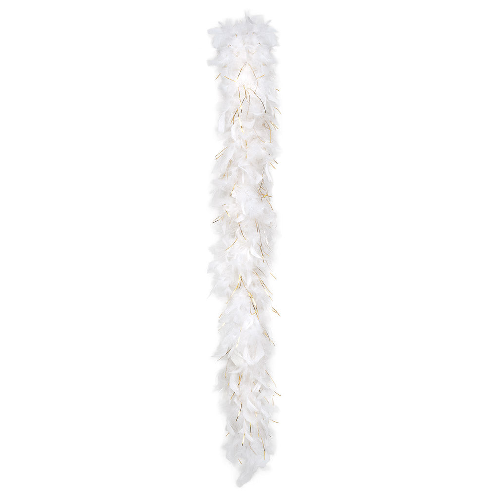 Glamour Feather Boa 50g White with Gold Tinsel 180 cm Party Accessory 2