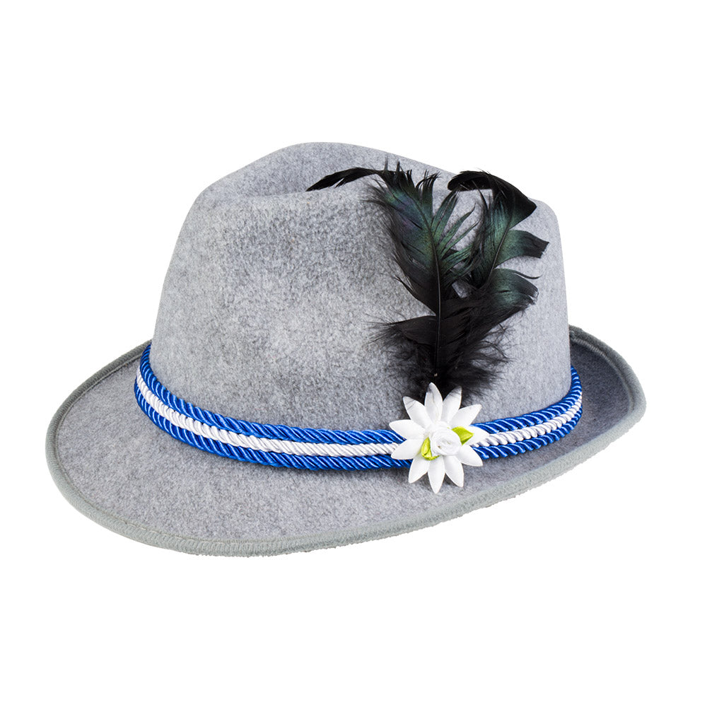 Blue Beer Festival Hat – Traditional hat with band and feather, Oktoberfest accessory 2