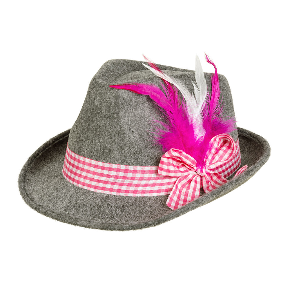 Pink Wiesn Hat – Traditional hat with pink band and feather, Oktoberfest accessory 2
