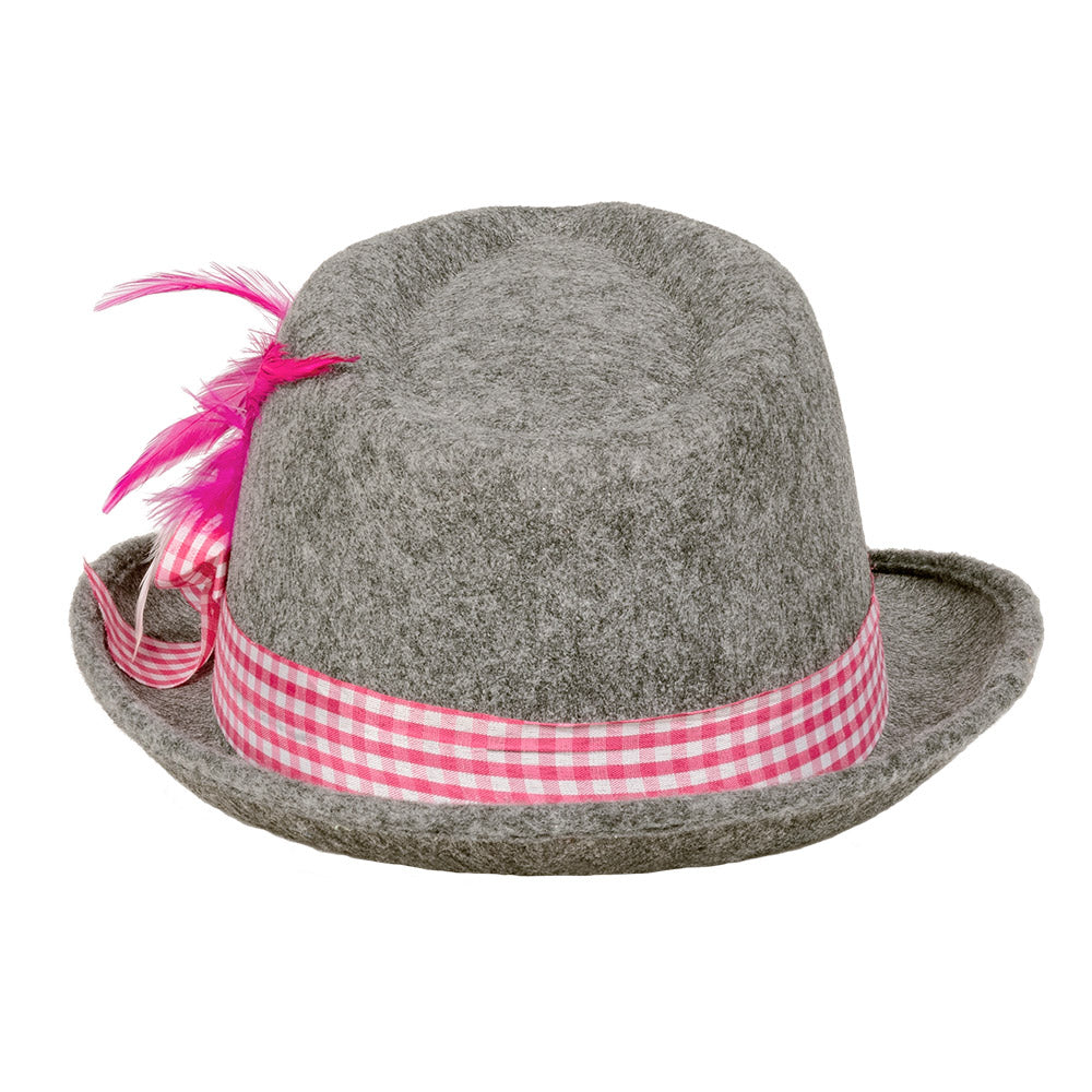 Pink Wiesn Hat – Traditional hat with pink band and feather, Oktoberfest accessory 4