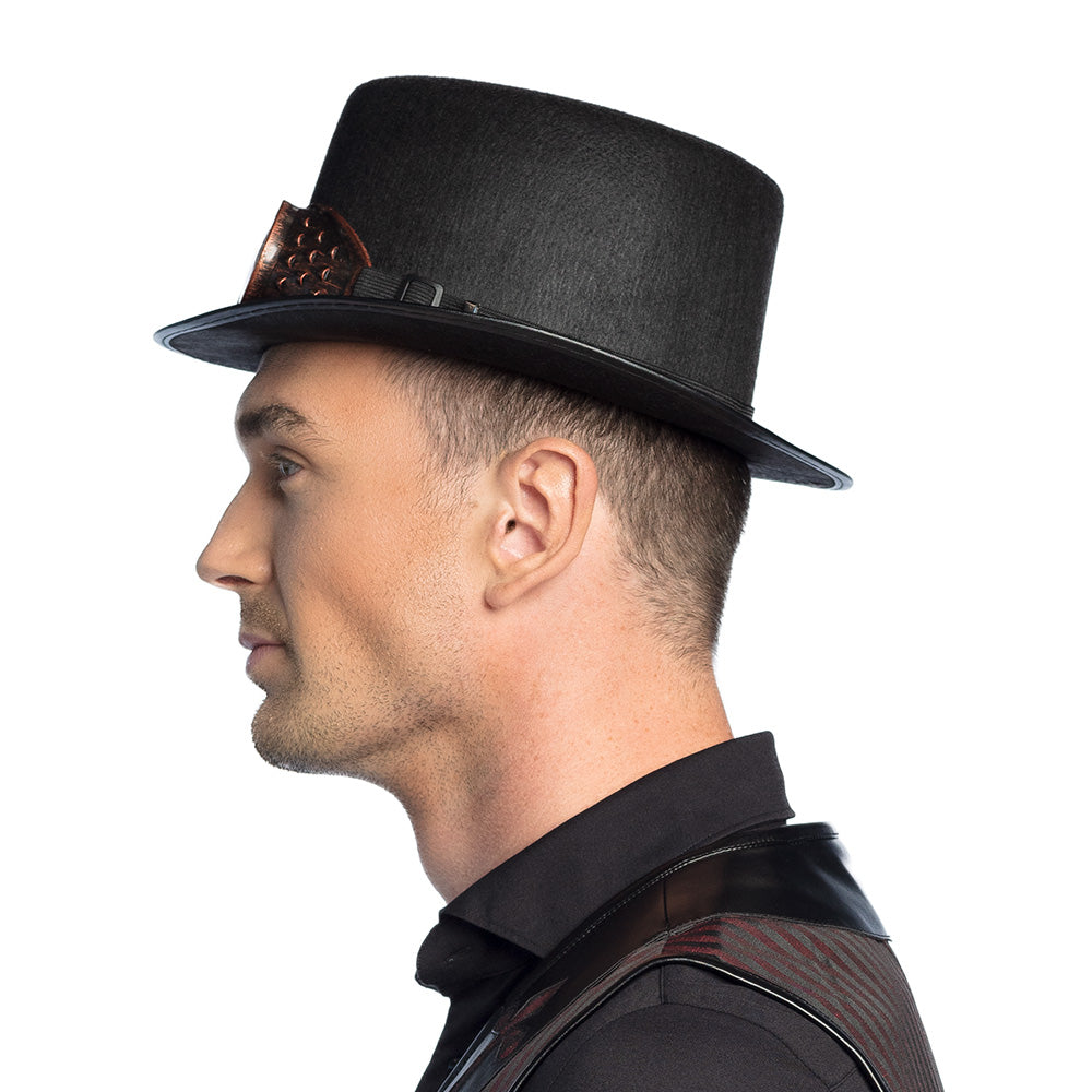Steampunk hat, black, with goggles – top hat &amp; party glasses for costumes 4
