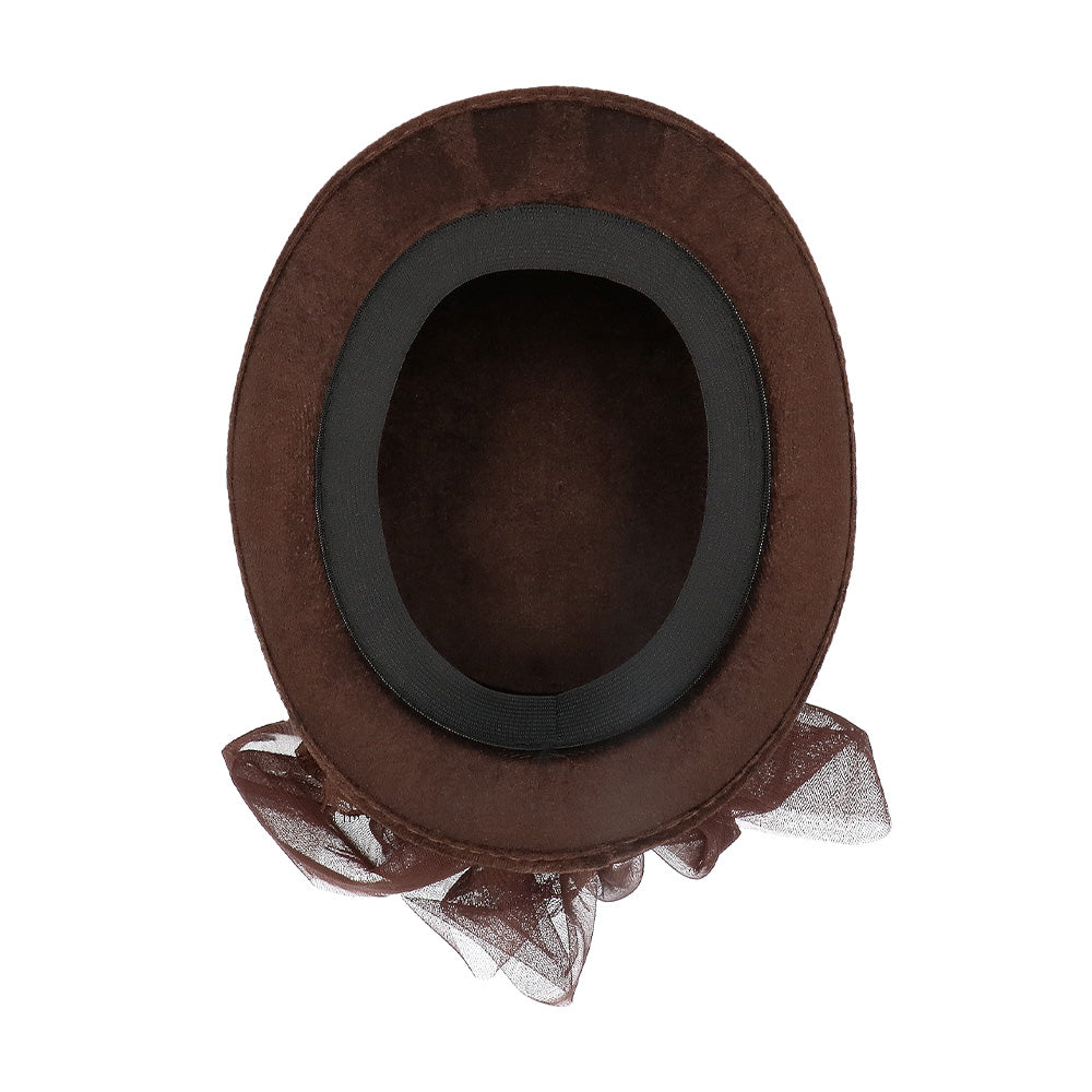 Steampunk Hat Specspunk Deluxe brown with glasses &amp; feather – Top Hat Costume 7