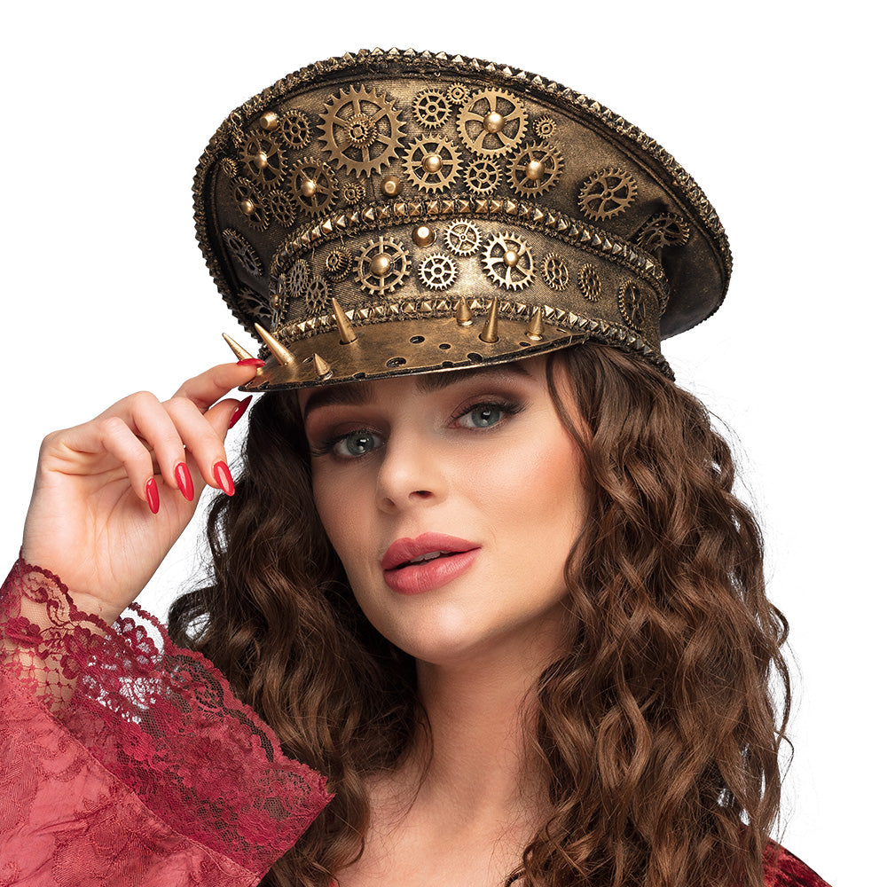 Steampunk Gearpunk Hat, Brown with Gears – Unisex Costume Accessory 3