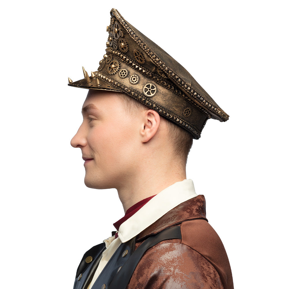 Steampunk Gearpunk Hat, Brown with Gears – Unisex Costume Accessory 4