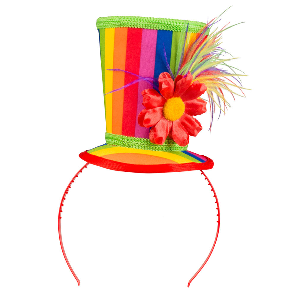 Diadem Blossom – Colorful mini top hat with flower for carnival, clown accessory 2