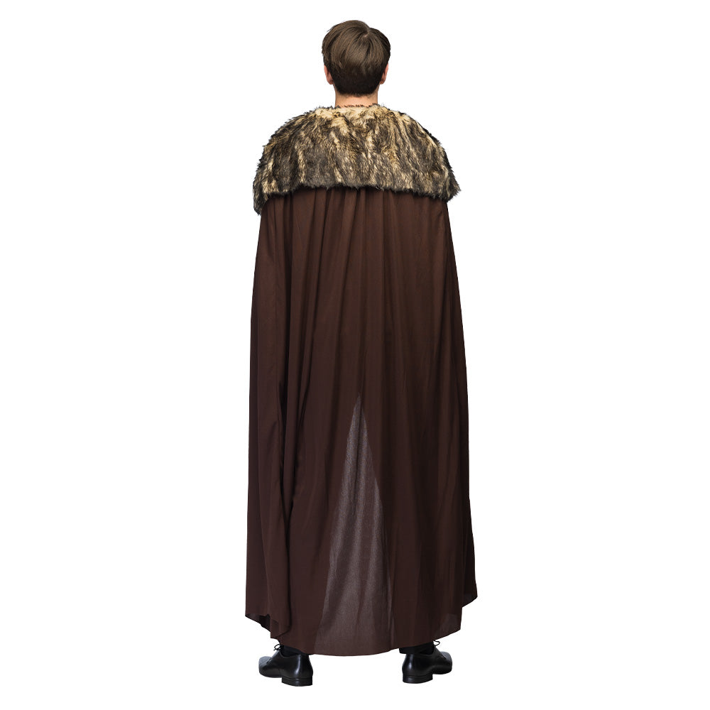 Night Hunter cloak, brown with fur collar, 150 cm – Knight Viking costume 3