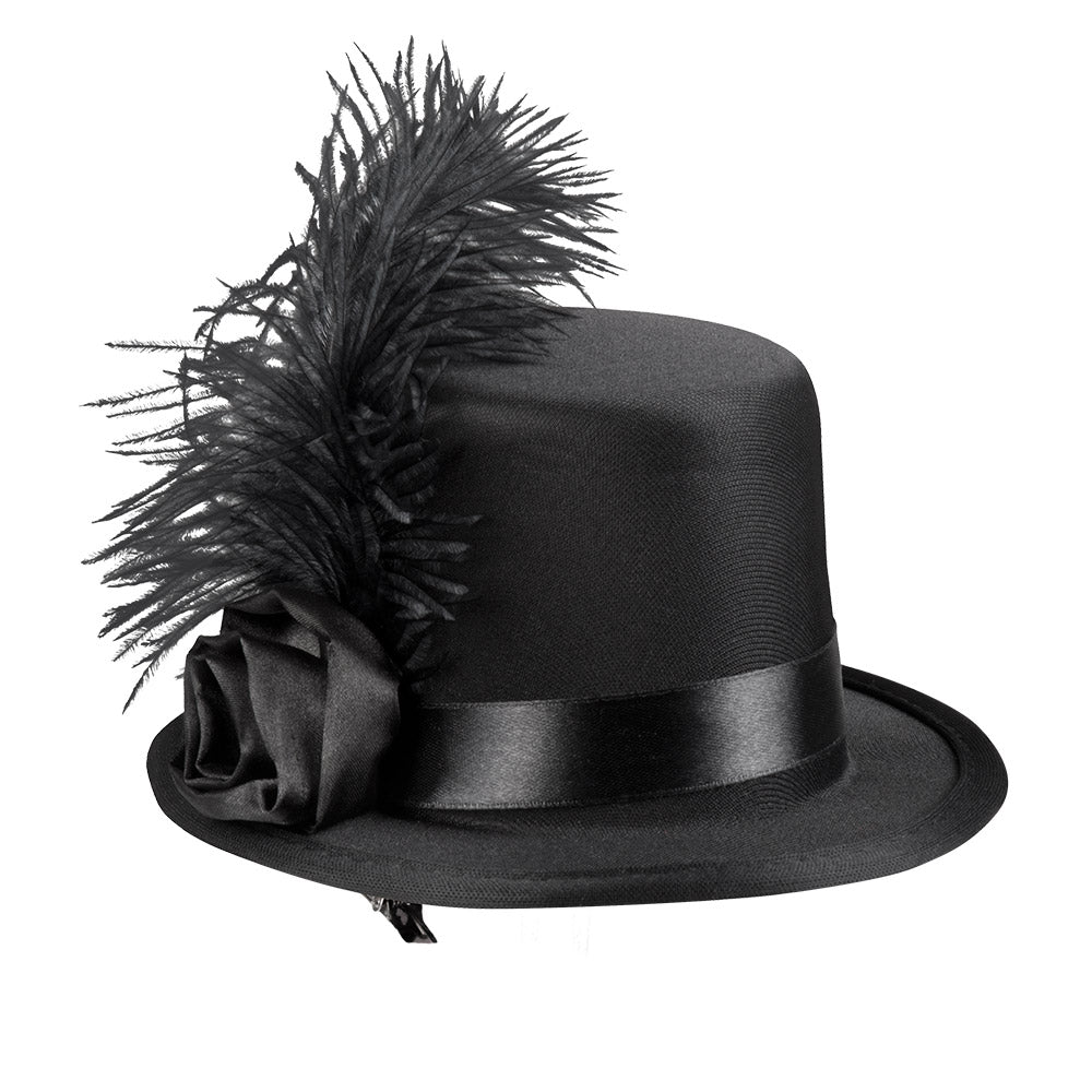 Hair accessory Juliette black mini top hat with feather and flower party hat 2