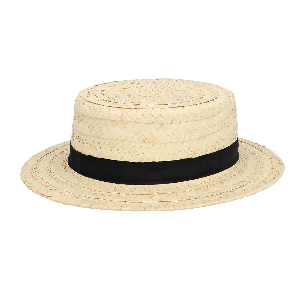 Chevalier hat, elegant straw hat with black band for men, carnival, party 2