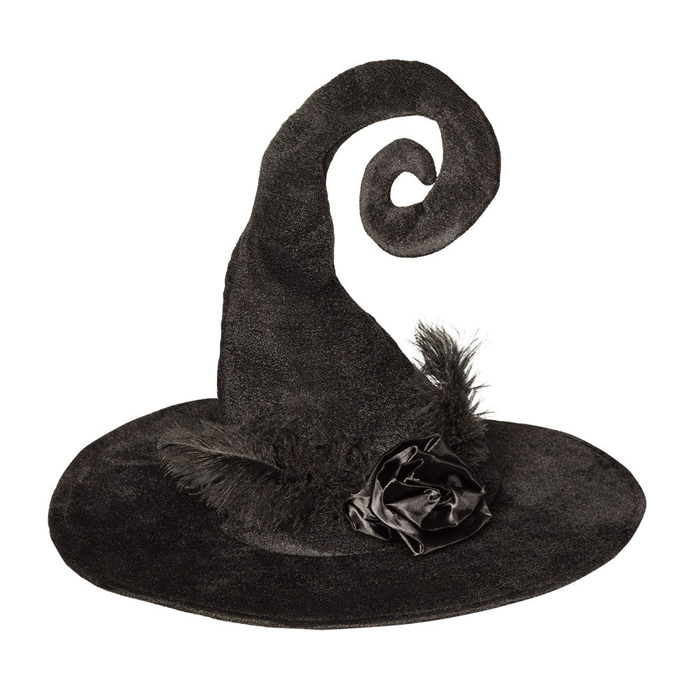 Duvessa Witch Hat, Elegant Witch Hat with Feather &amp; Swirl Lace for Women's Parties 2