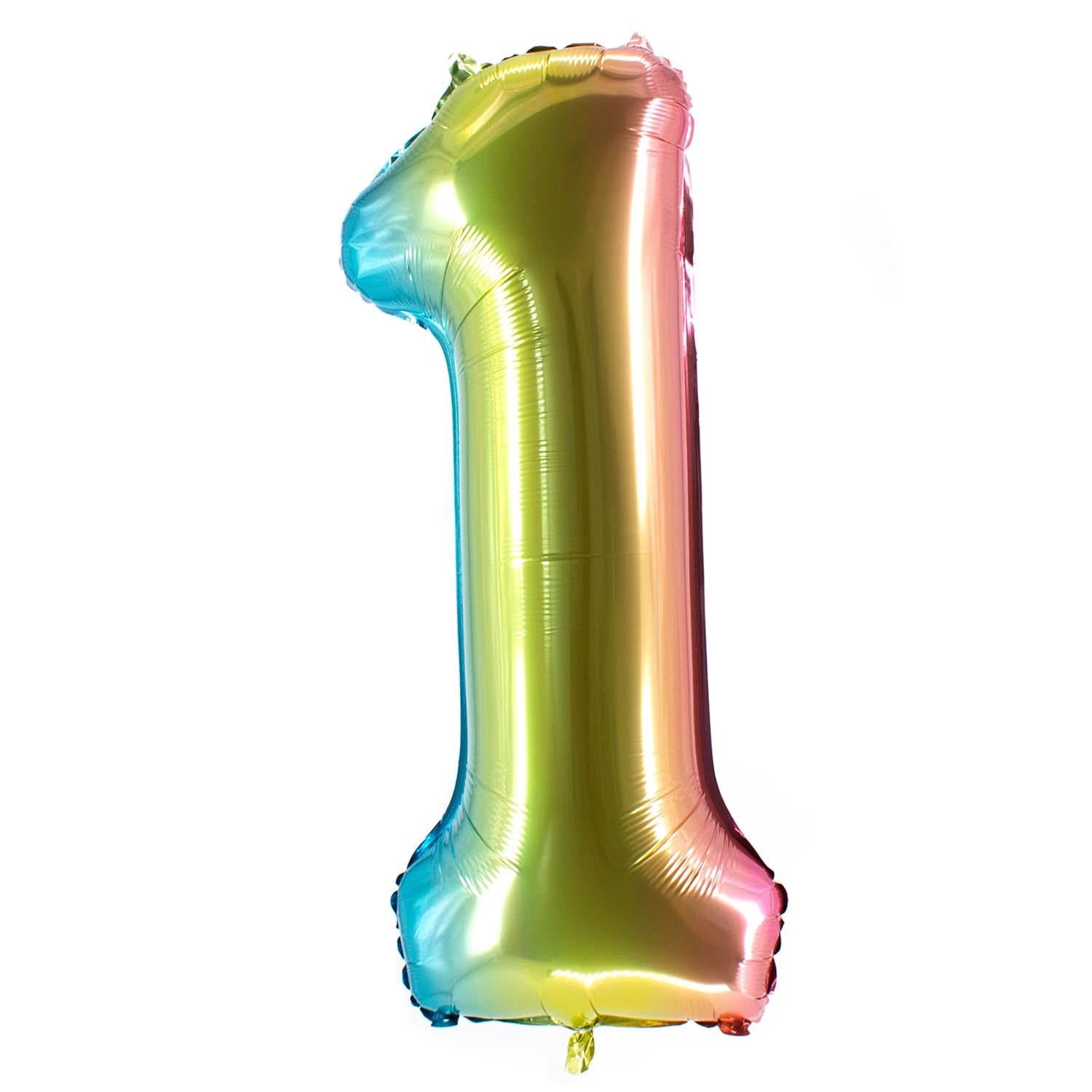 Foil balloons, number balloon, rainbow, 100 cm, numbers 0 to 9, shiny 6