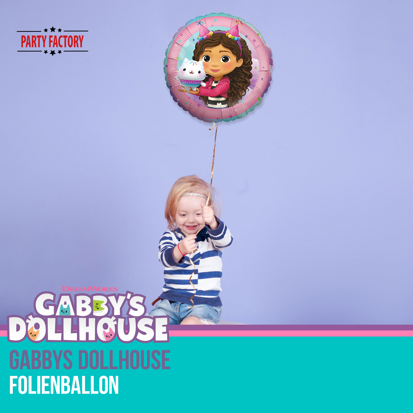 Gabby's Dollhouse Foil Balloon 45 cm - Round with Gabby, Kitty & Cupcake Motif 2