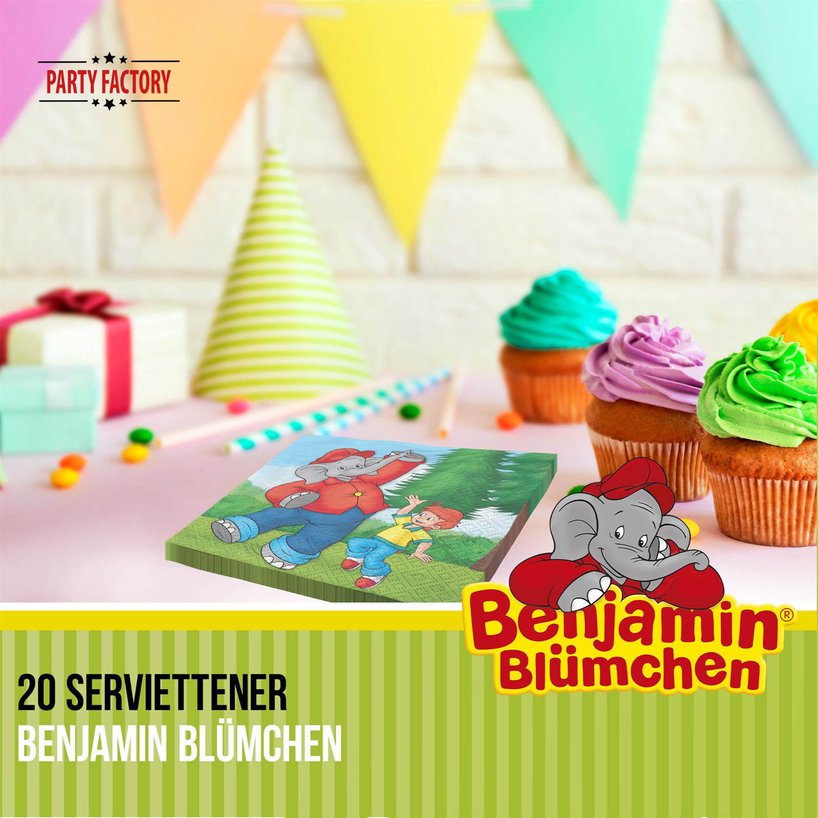Benjamin the Elephant Napkins 33x33 cm Pack of 20 2