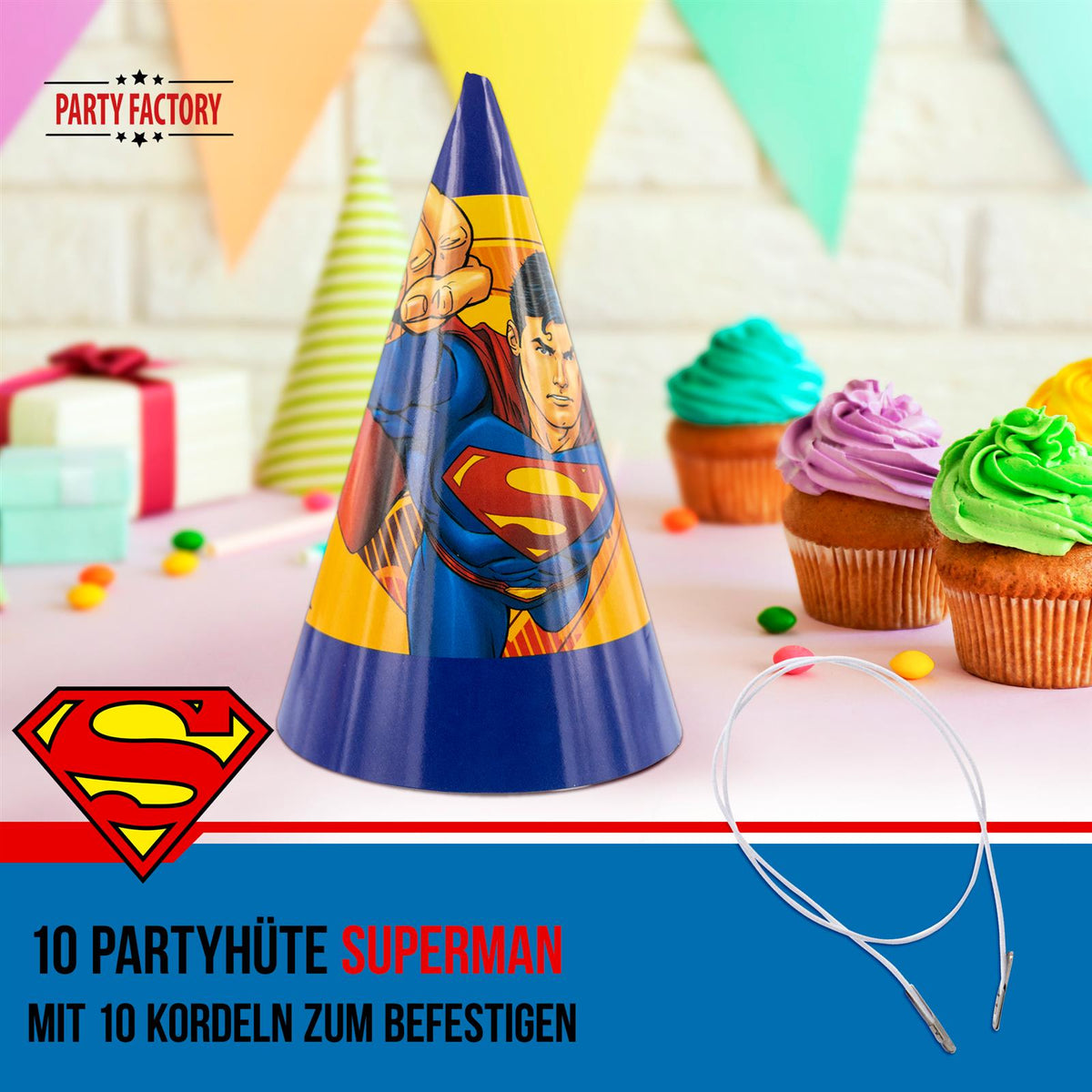 Superman Partyhüte 10 Stück 2