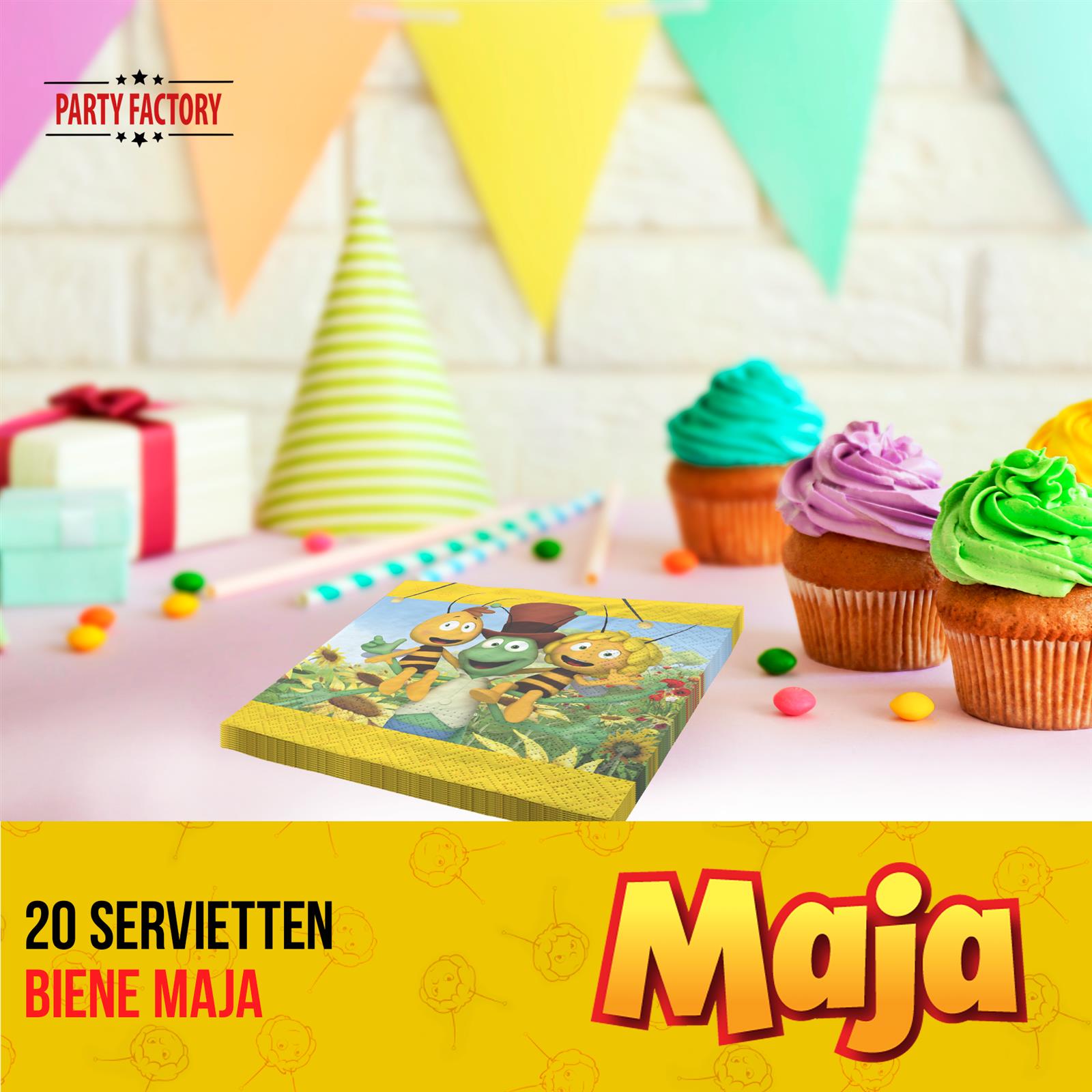 Maya the Bee Napkins 33x33 cm, Pack of 20, 2-ply 2