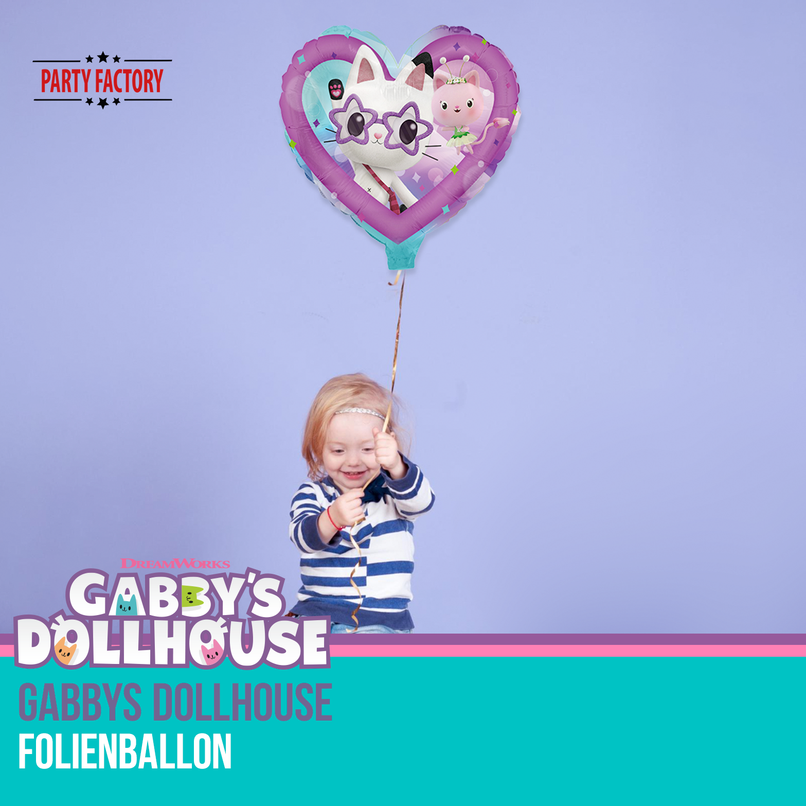 Gabby's Dollhouse Heart Foil Balloon 45 cm – Pandy Paws & Mercat Motif 2