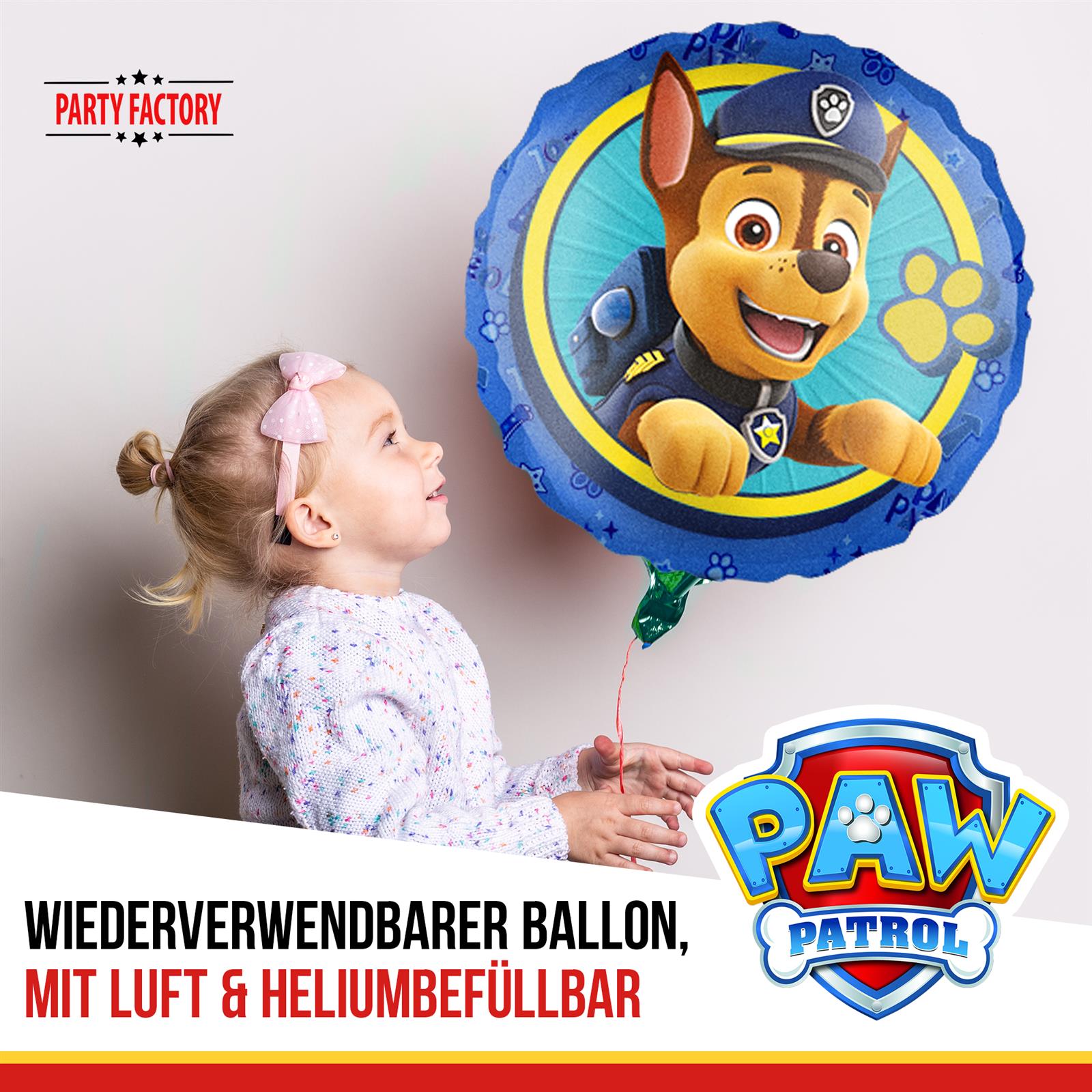 Paw Patrol Folienballon Chase bunt Ø45 cm rund Motiv 1 2