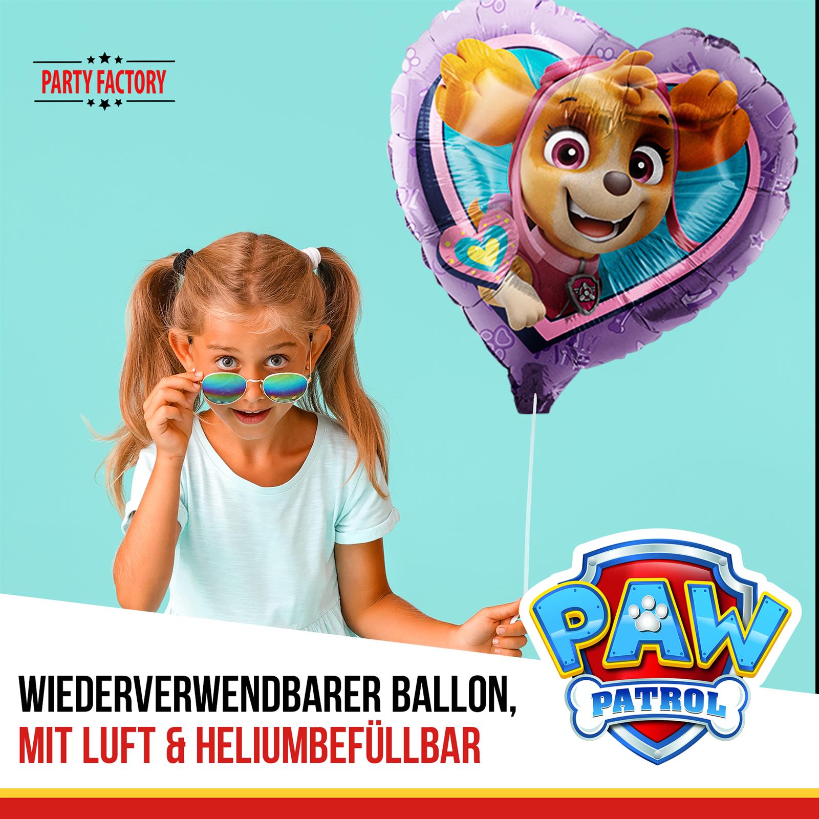 Paw Patrol Skye Herz Folienballon lila Ø45cm 2