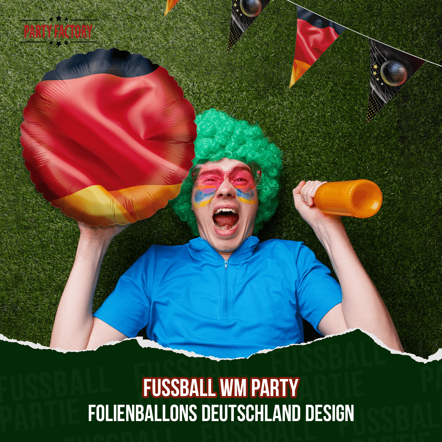 Fußball WM Folienballon Rund Deutschland Flagge ⌀45 cm EM Party Deko 10