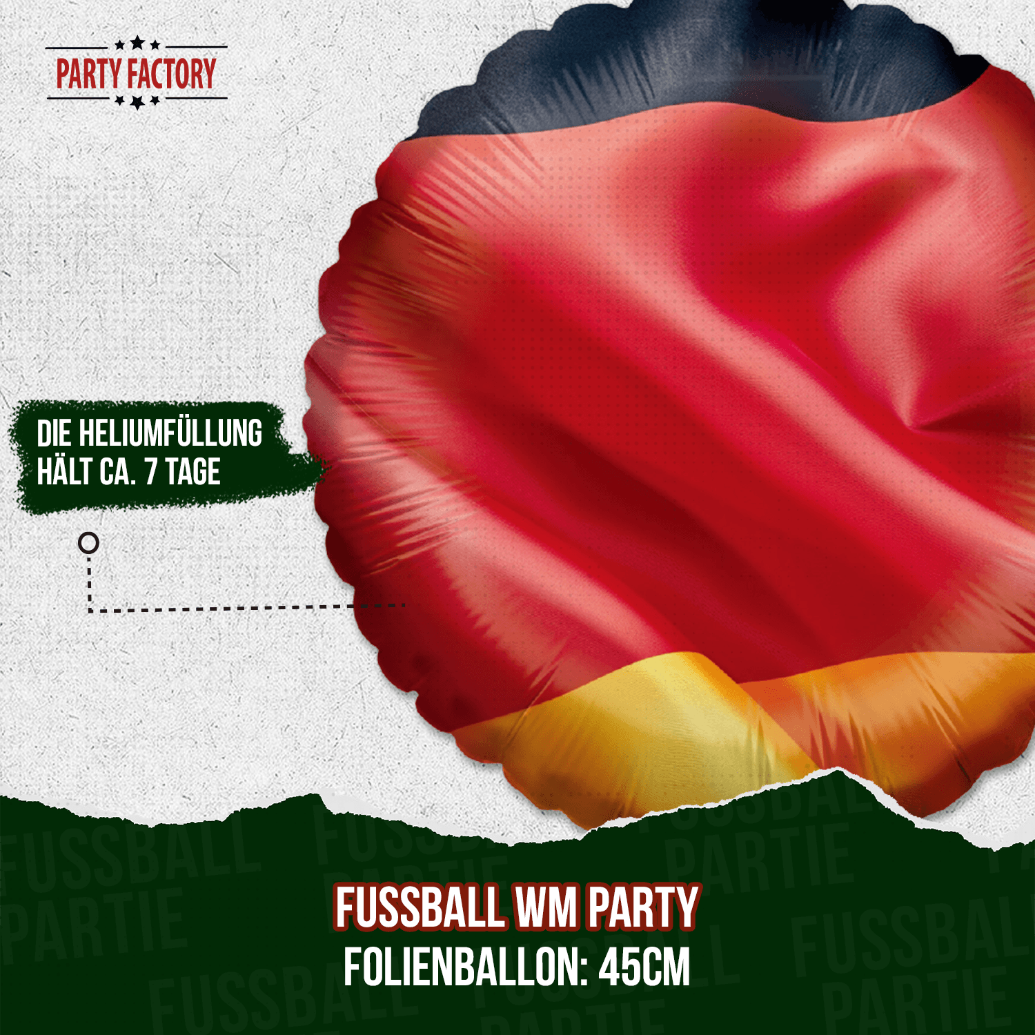 Fußball WM Folienballon Rund Deutschland Flagge ⌀45 cm EM Party Deko 11