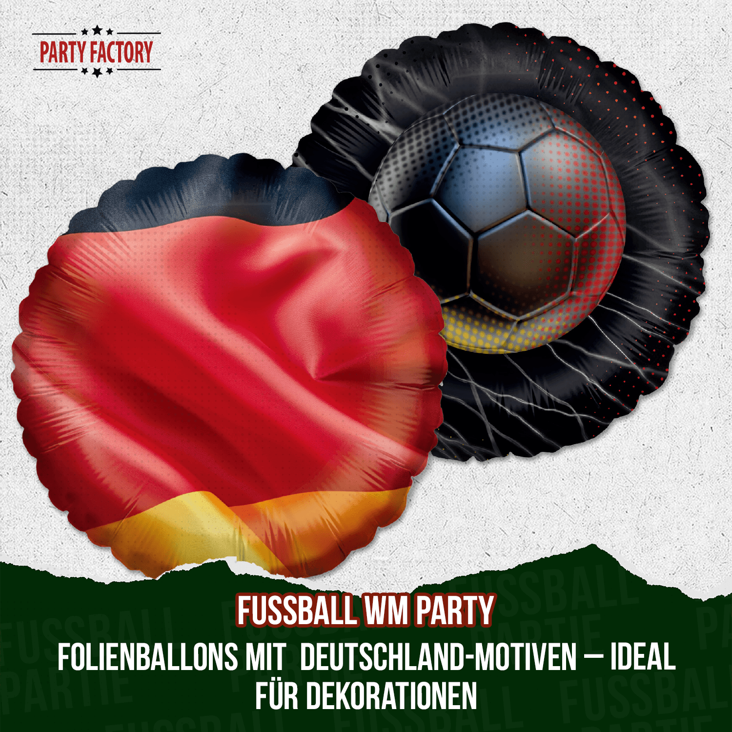 Fußball WM Folienballon Rund Deutschland Flagge ⌀45 cm EM Party Deko 12