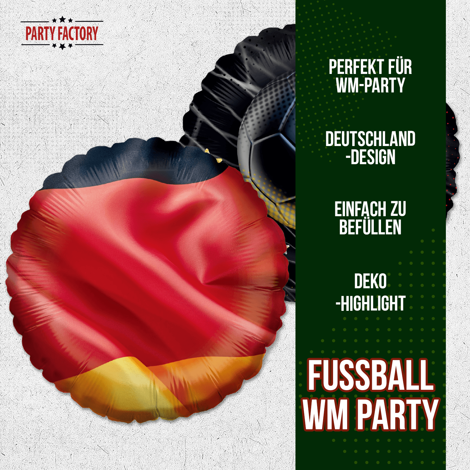 Fußball WM Folienballon Rund Deutschland Flagge ⌀45 cm EM Party Deko 13