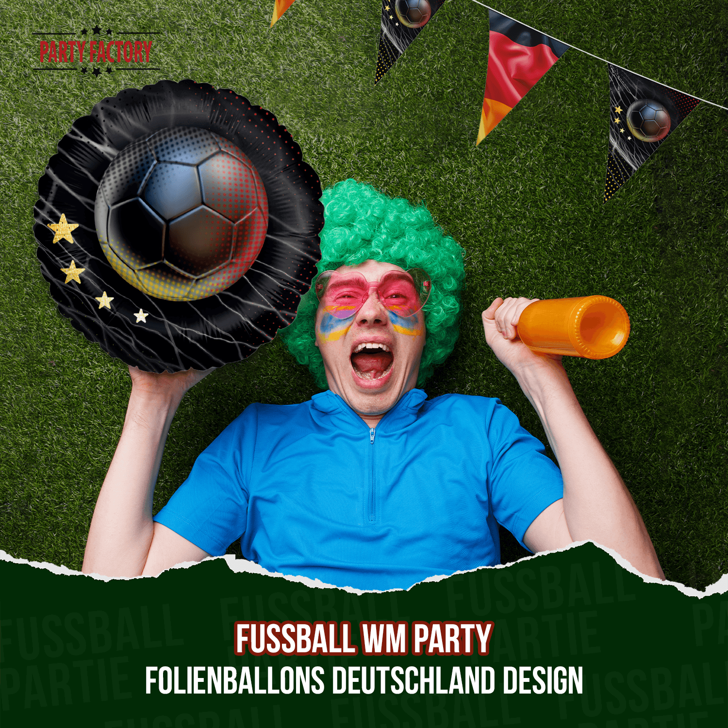 Fußball WM Folienballon Rund Deutschland 4 Sterne ⌀45 cm EM Party Deko 10