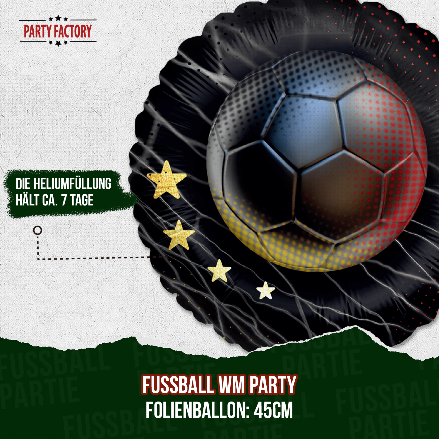 Fußball WM Folienballon Rund Deutschland 4 Sterne ⌀45 cm EM Party Deko 11