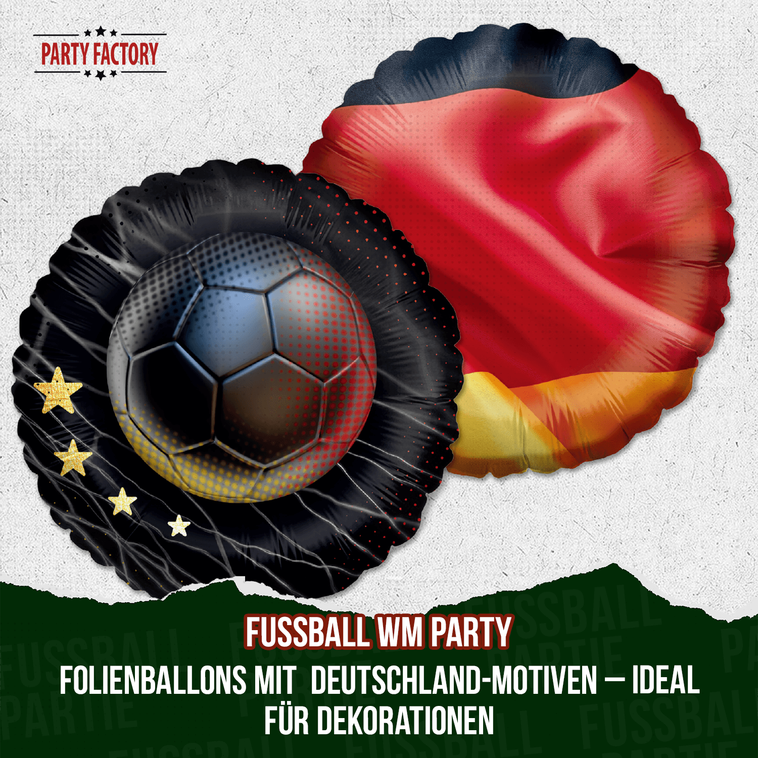 Fußball WM Folienballon Rund Deutschland 4 Sterne ⌀45 cm EM Party Deko 12