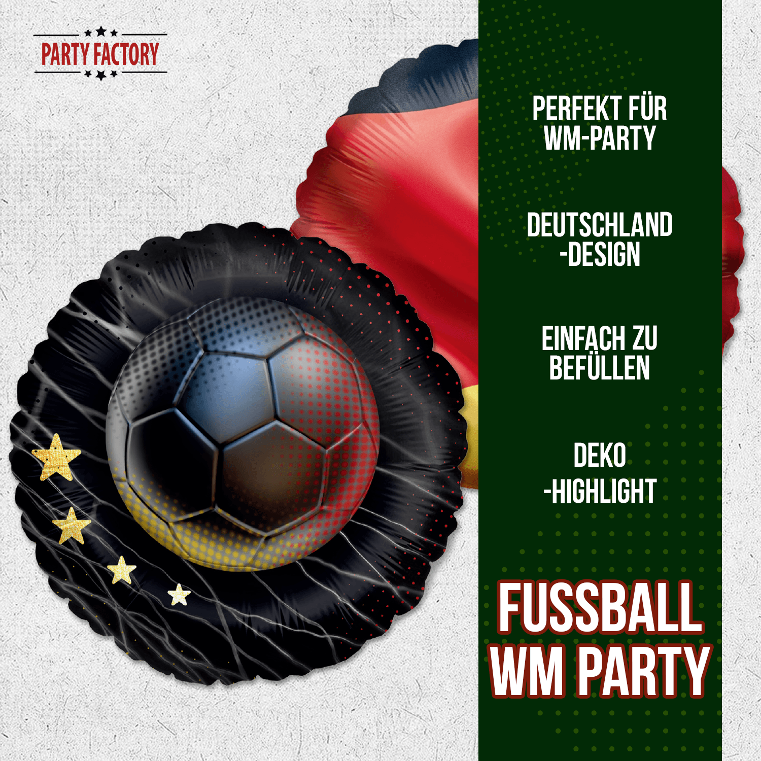 Fußball WM Folienballon Rund Deutschland 4 Sterne ⌀45 cm EM Party Deko 13
