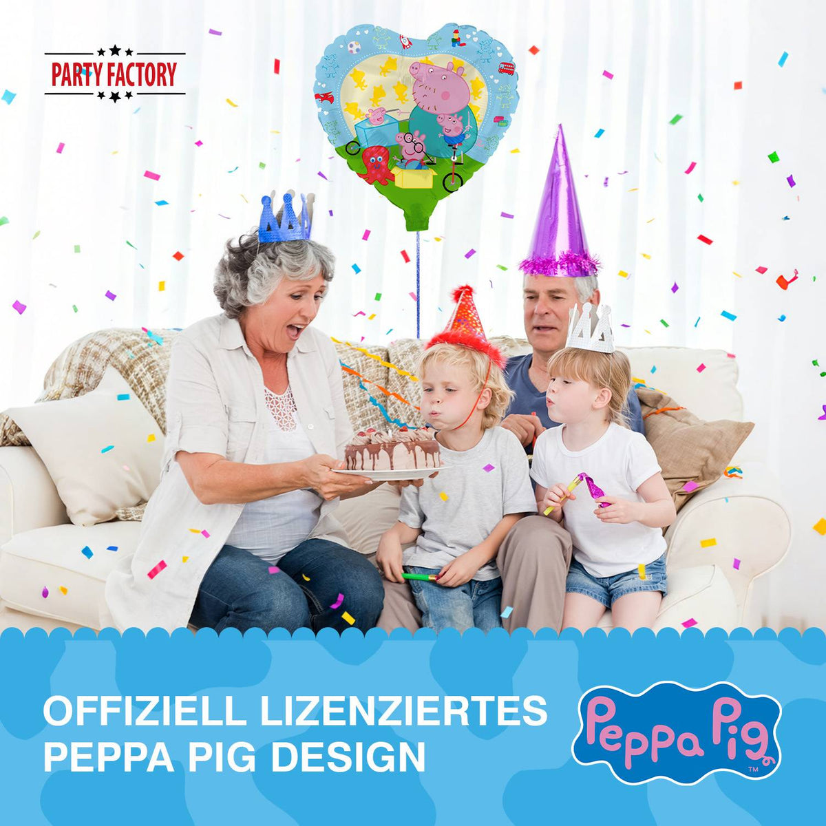 Peppa Pig Folienballon Herz blau Ø 45 cm 4