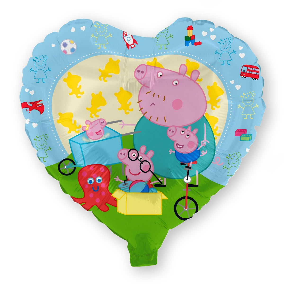 Peppa Pig Folienballon Herz blau Ø 45 cm 2