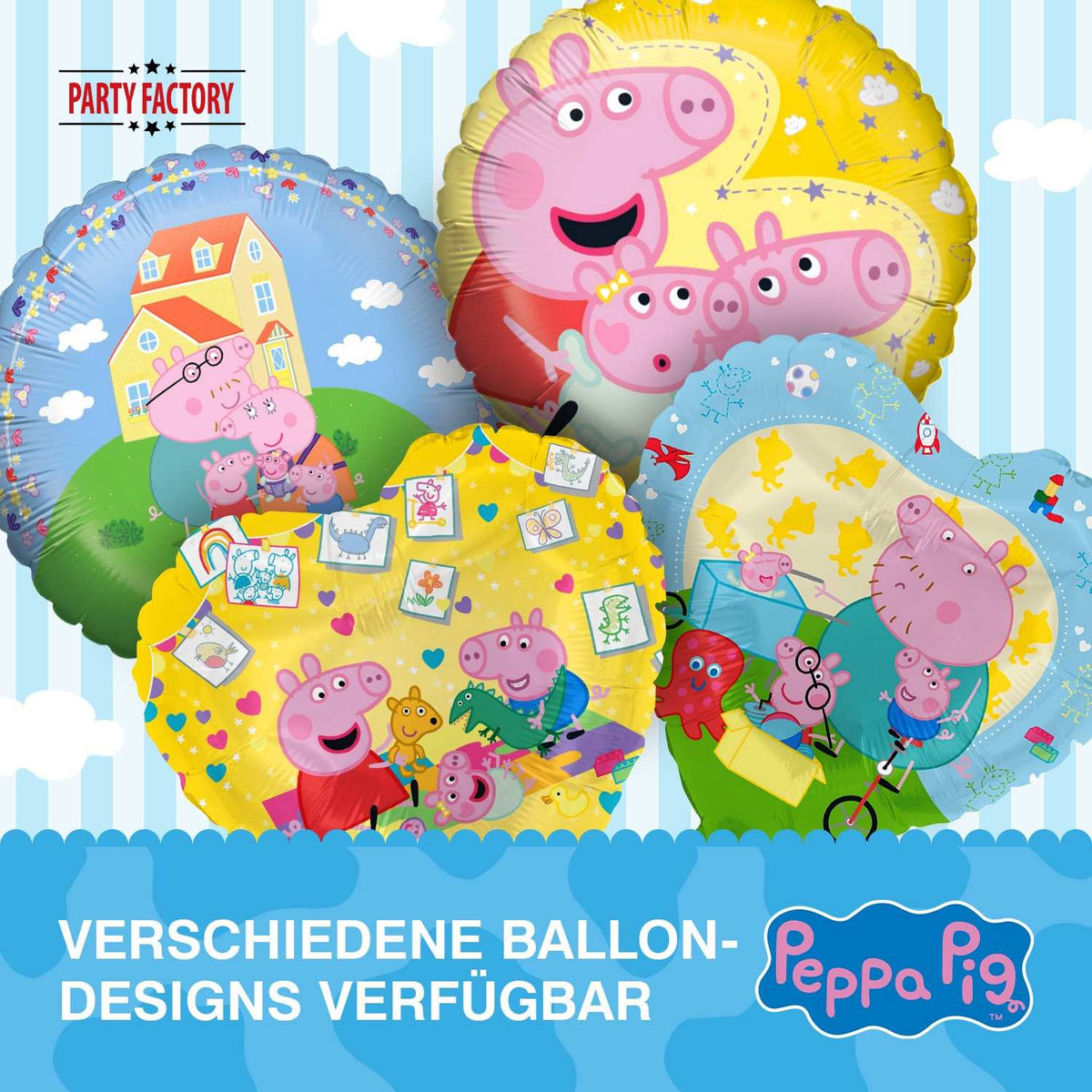 Peppa Pig Folienballon Herz blau Ø 45 cm 6