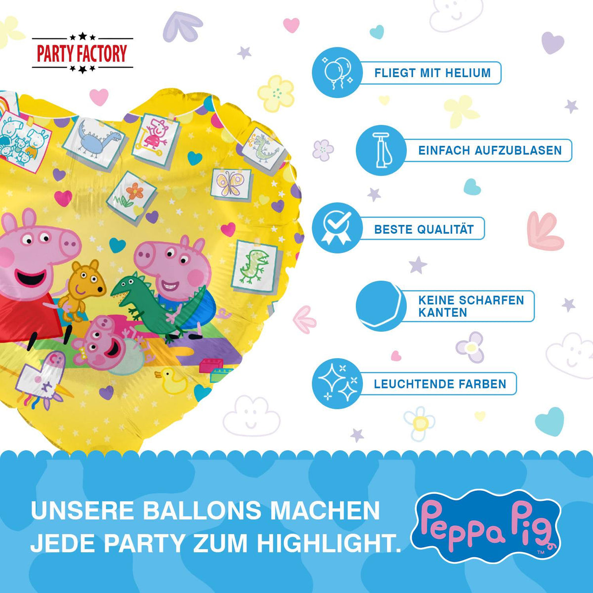 Peppa Pig Folienballon rund gelb Ø 45 cm 7