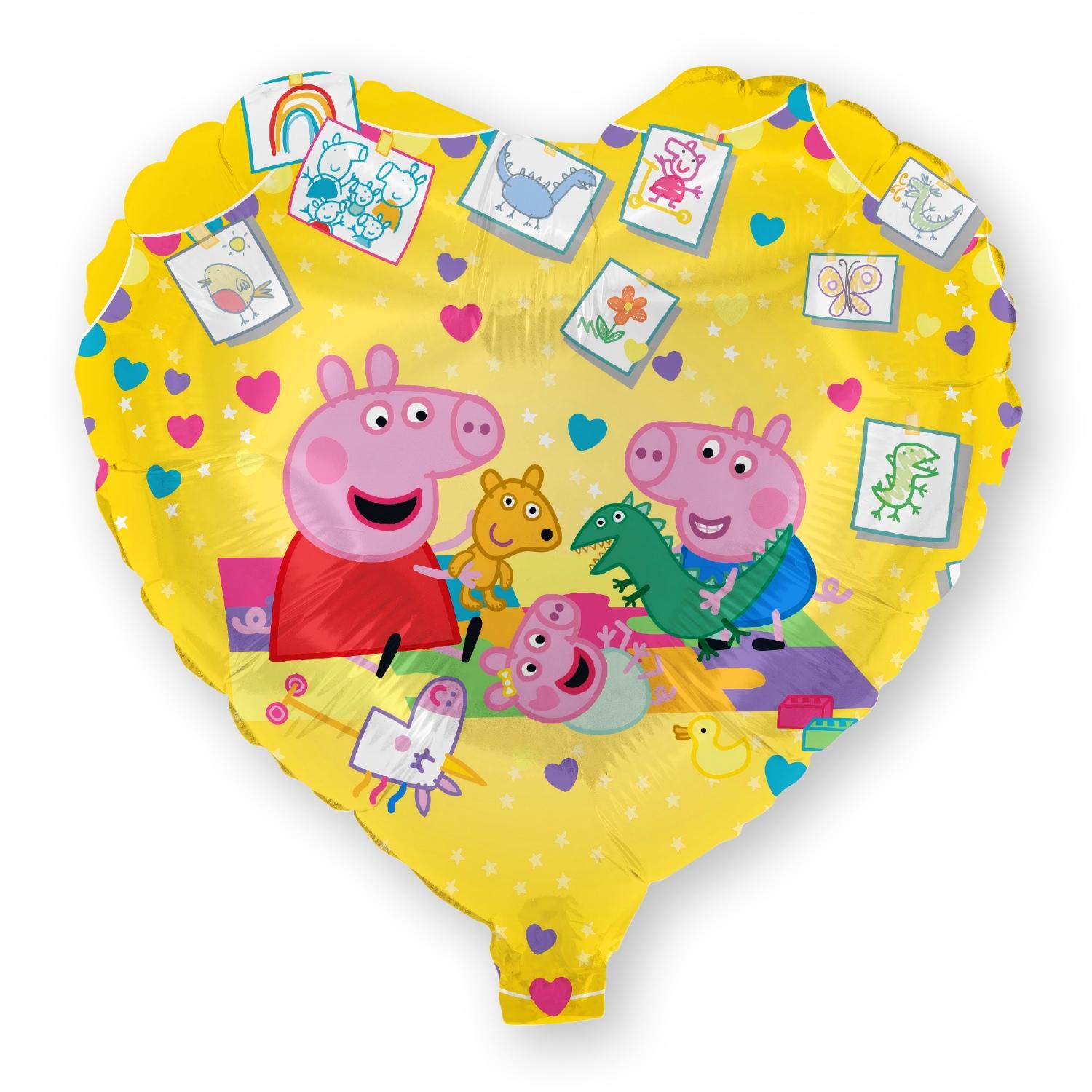 Peppa Pig Folienballon Herz gelb Ø 45 cm