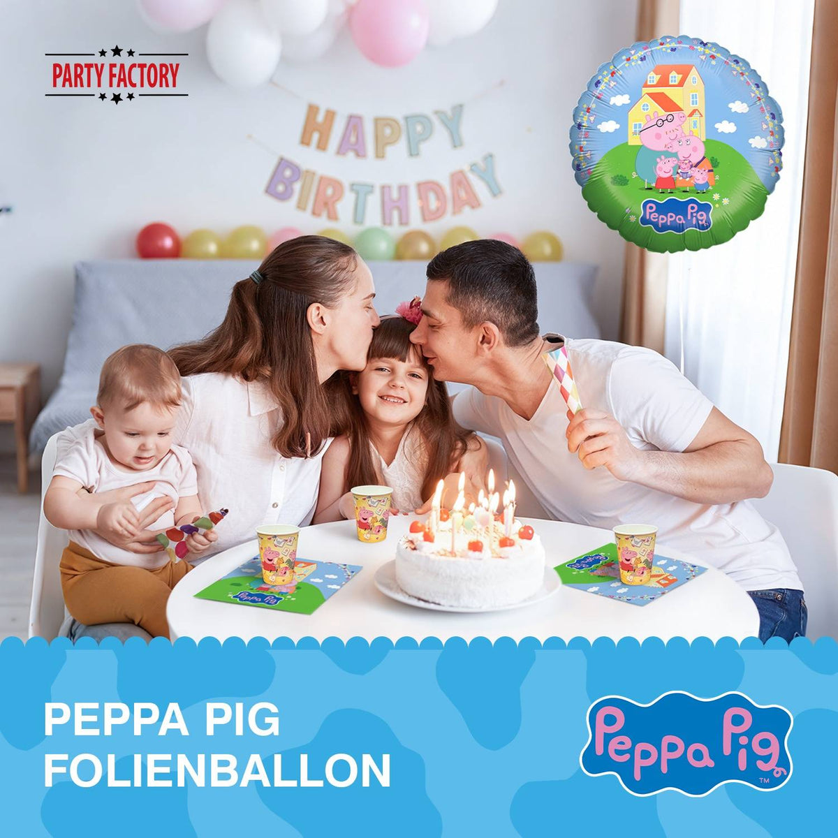 Peppa Pig Folienballon rund ⌀ 45 cm Familie Wutz 3