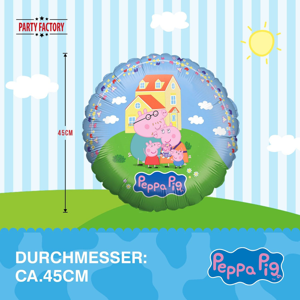 Peppa Pig Folienballon rund ⌀ 45 cm Familie Wutz 5