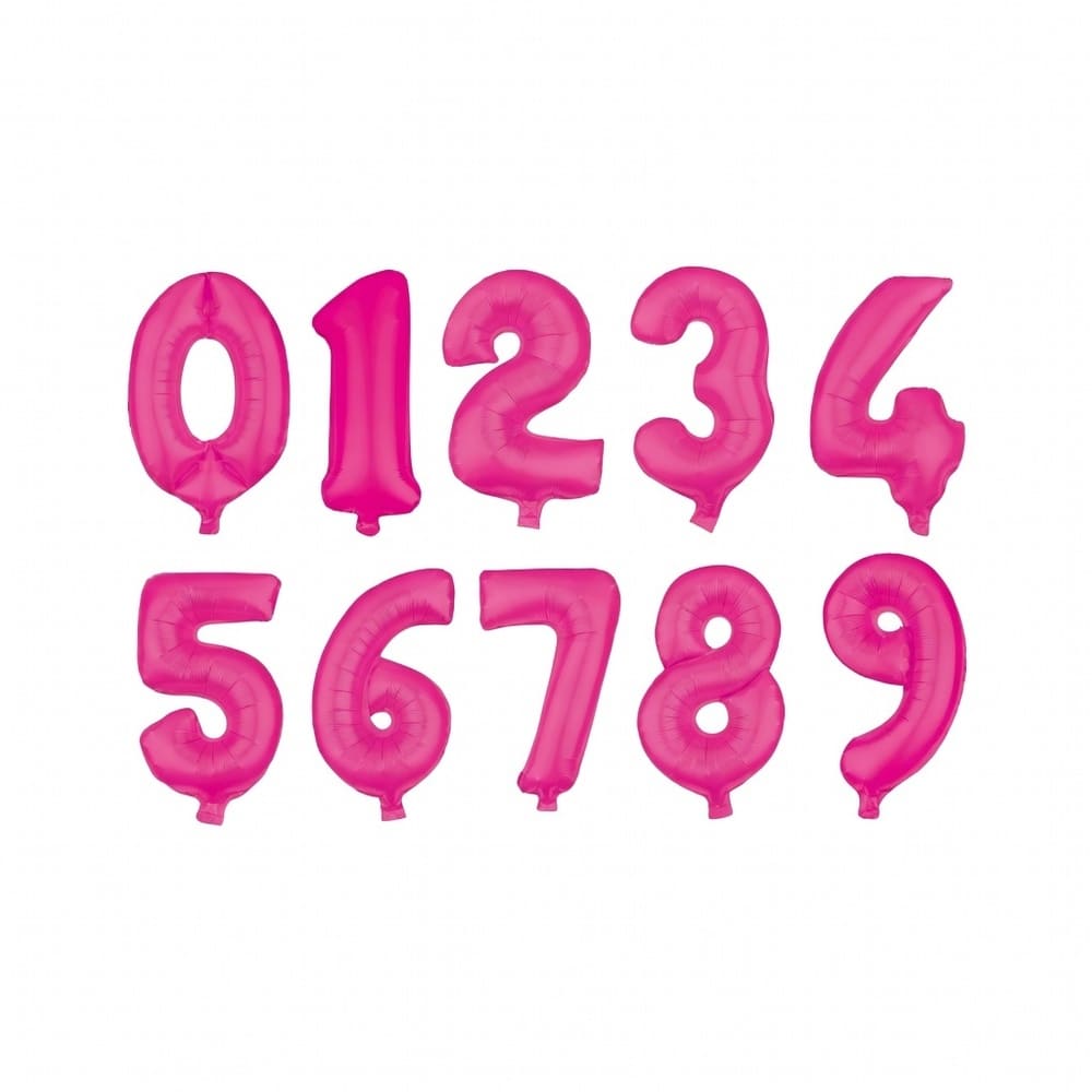 Folienballons Zahlenballon 85 cm Zahl 0-9 neon pink 20