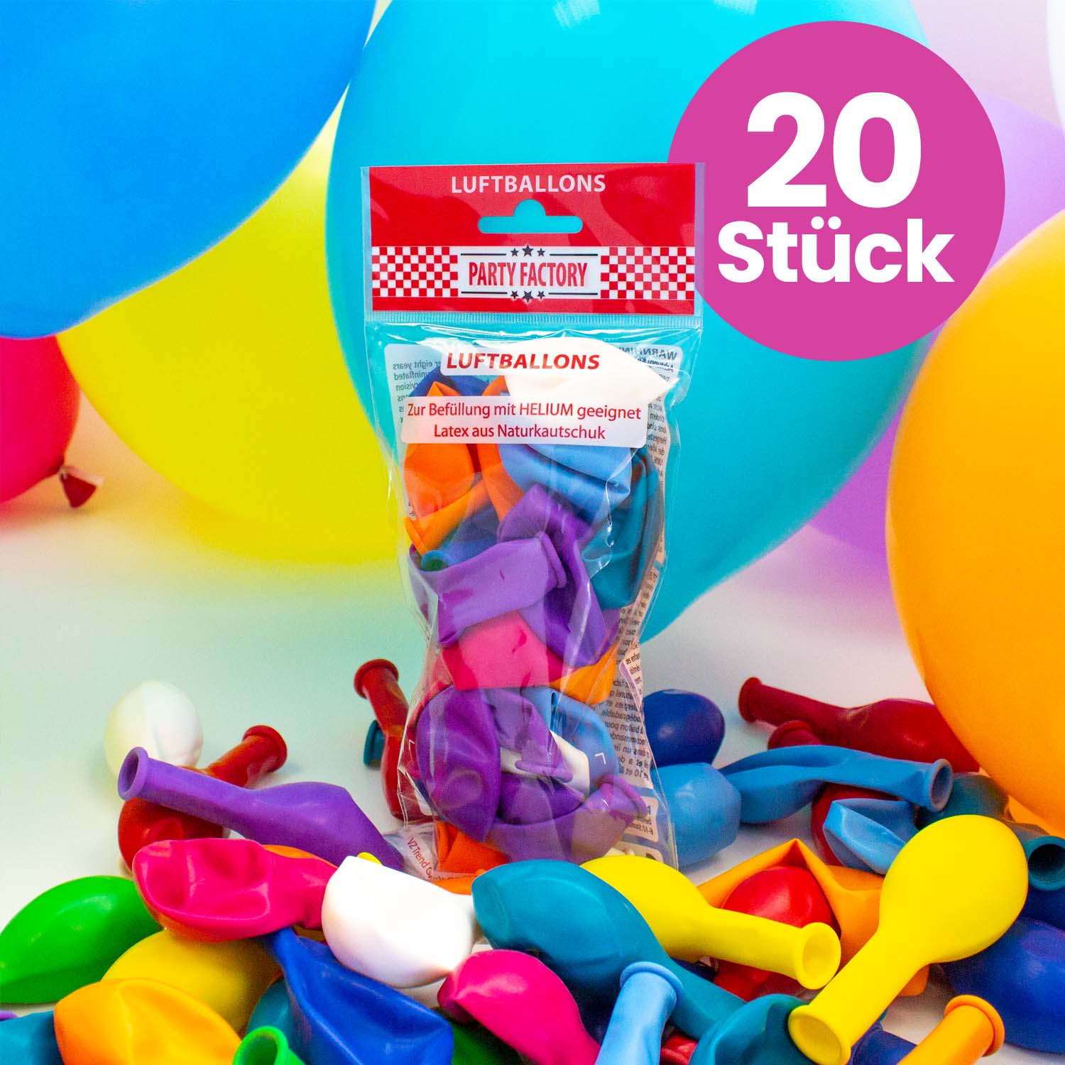 20er Set Latexballons uni bunt, ø25cm 1