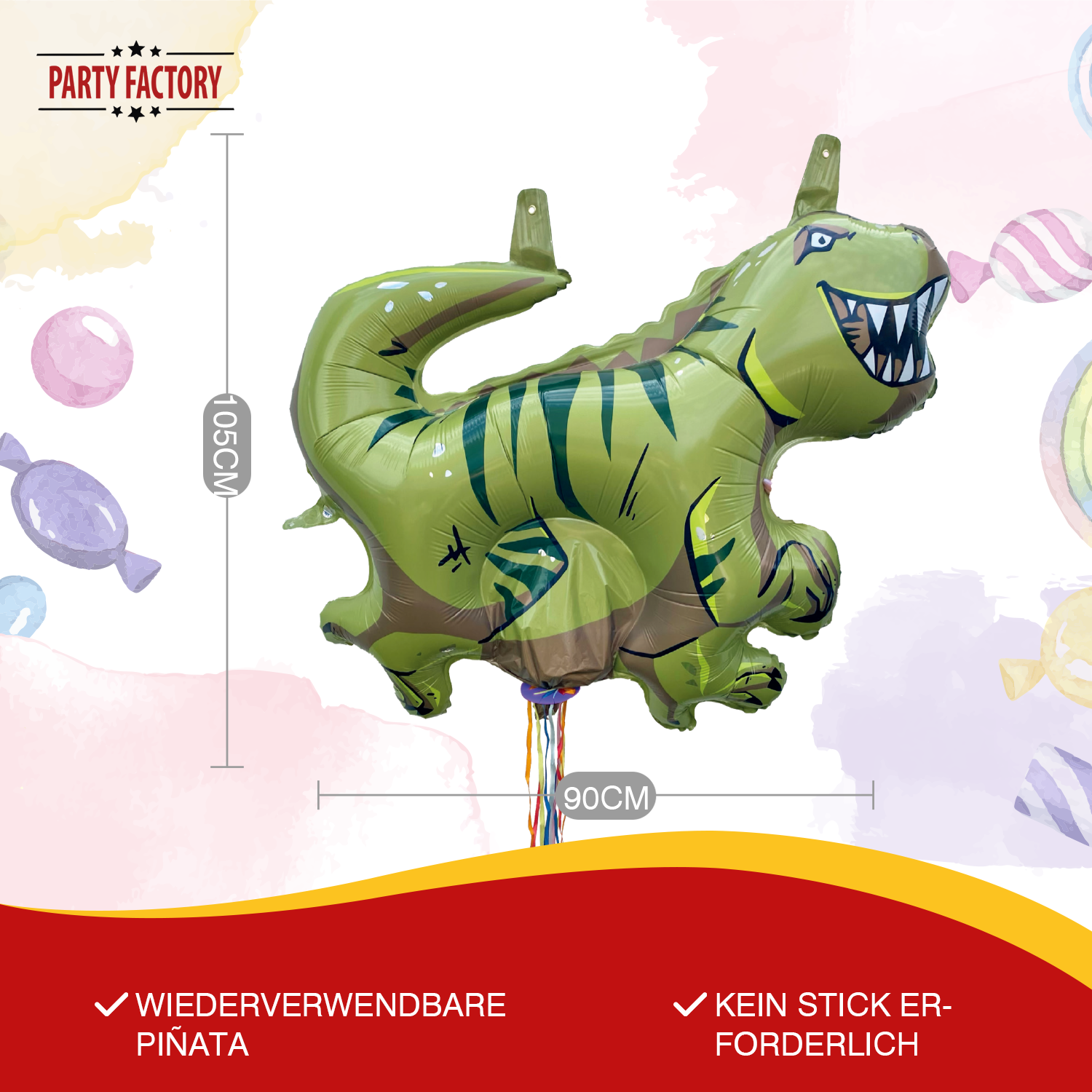 Zieh-Pinata Dino aufblasbar Luft Folie 105×90 cm 11