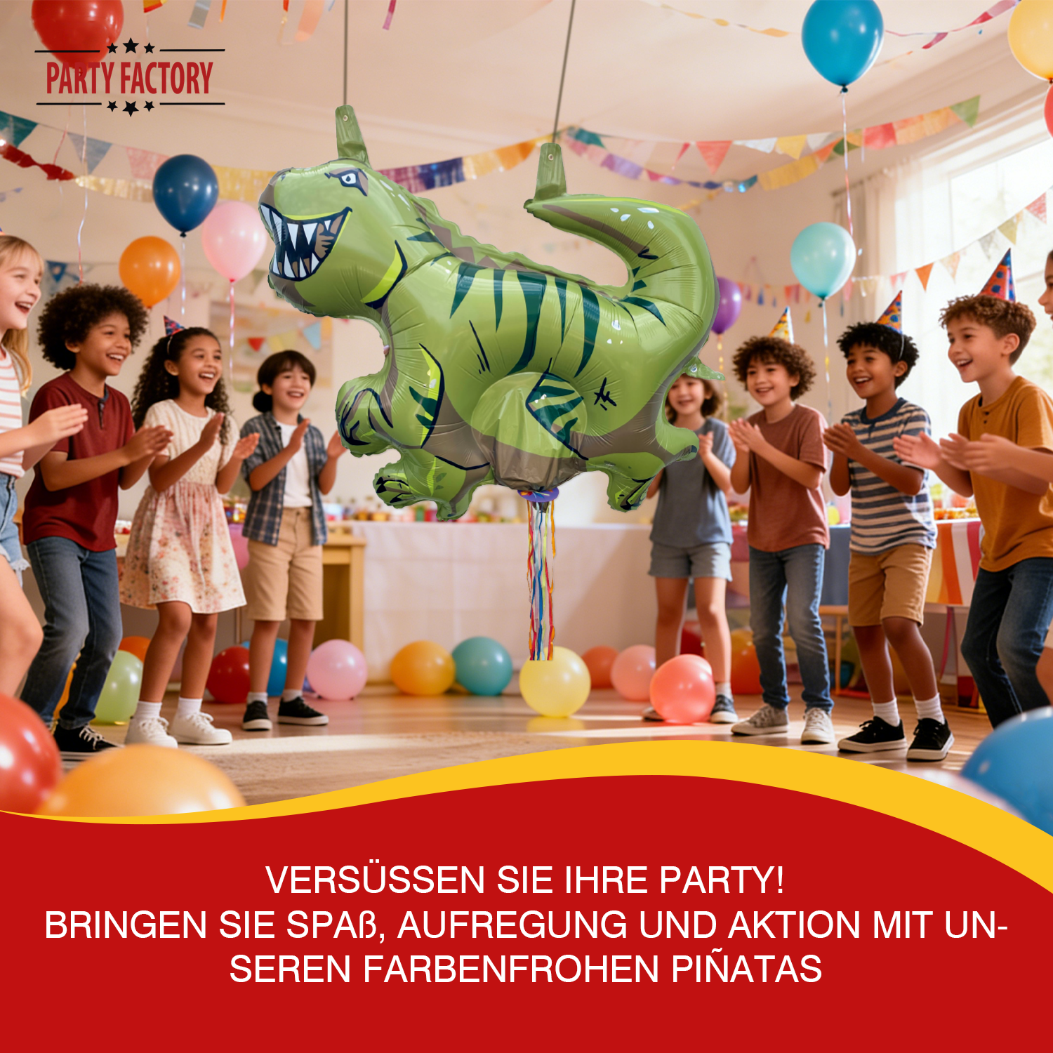 Zieh-Pinata Dino aufblasbar Luft Folie 105×90 cm 13