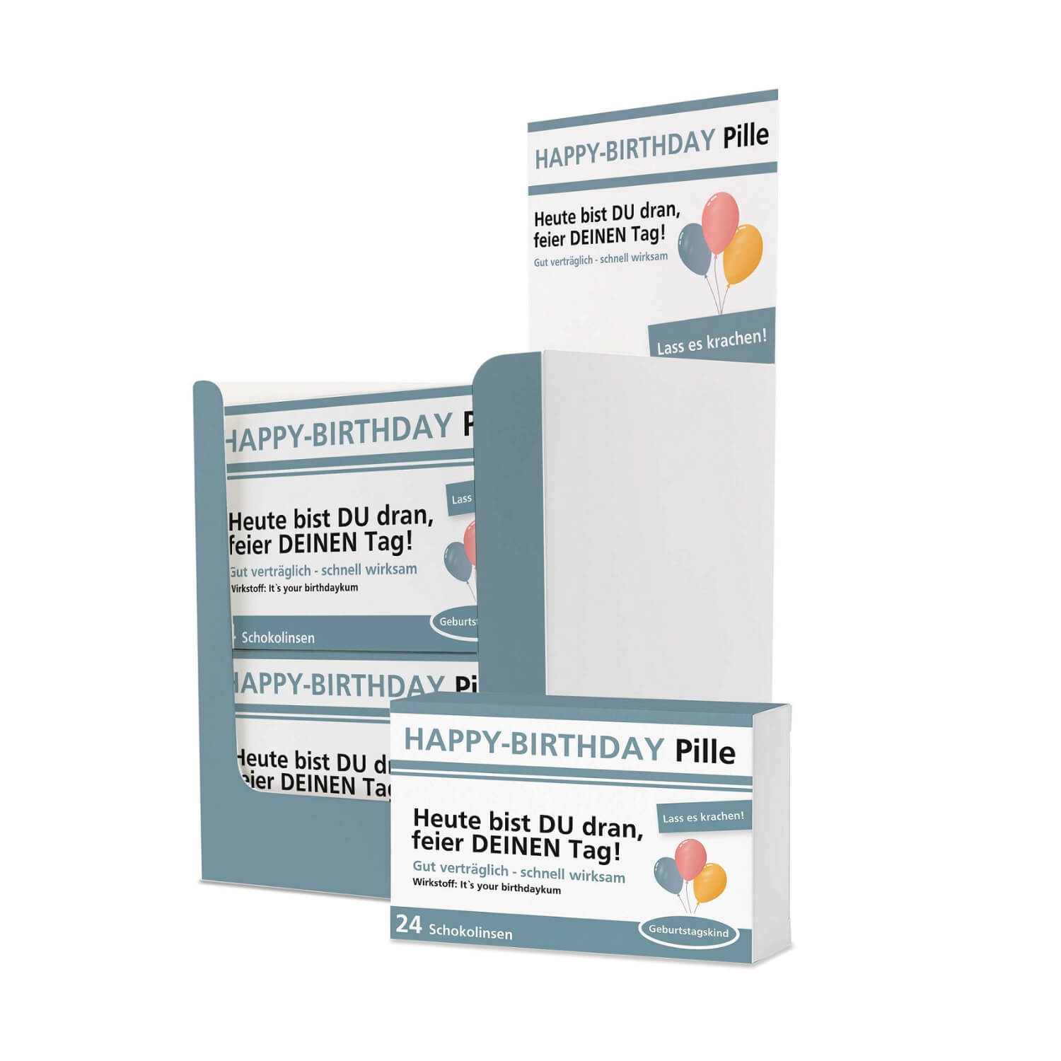 Scherztabletten Happy Birthday 22g blau - Mindestabnahme 24er Display 2