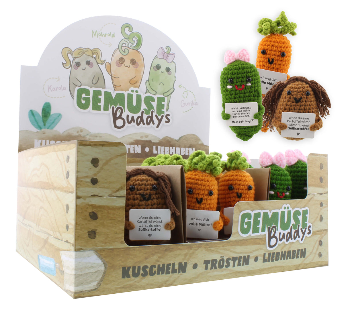 Gemüse Buddys Plüschfiguren im 36er Display – Gurke, Kartoffel & Möhre (Preis je Stück) 2