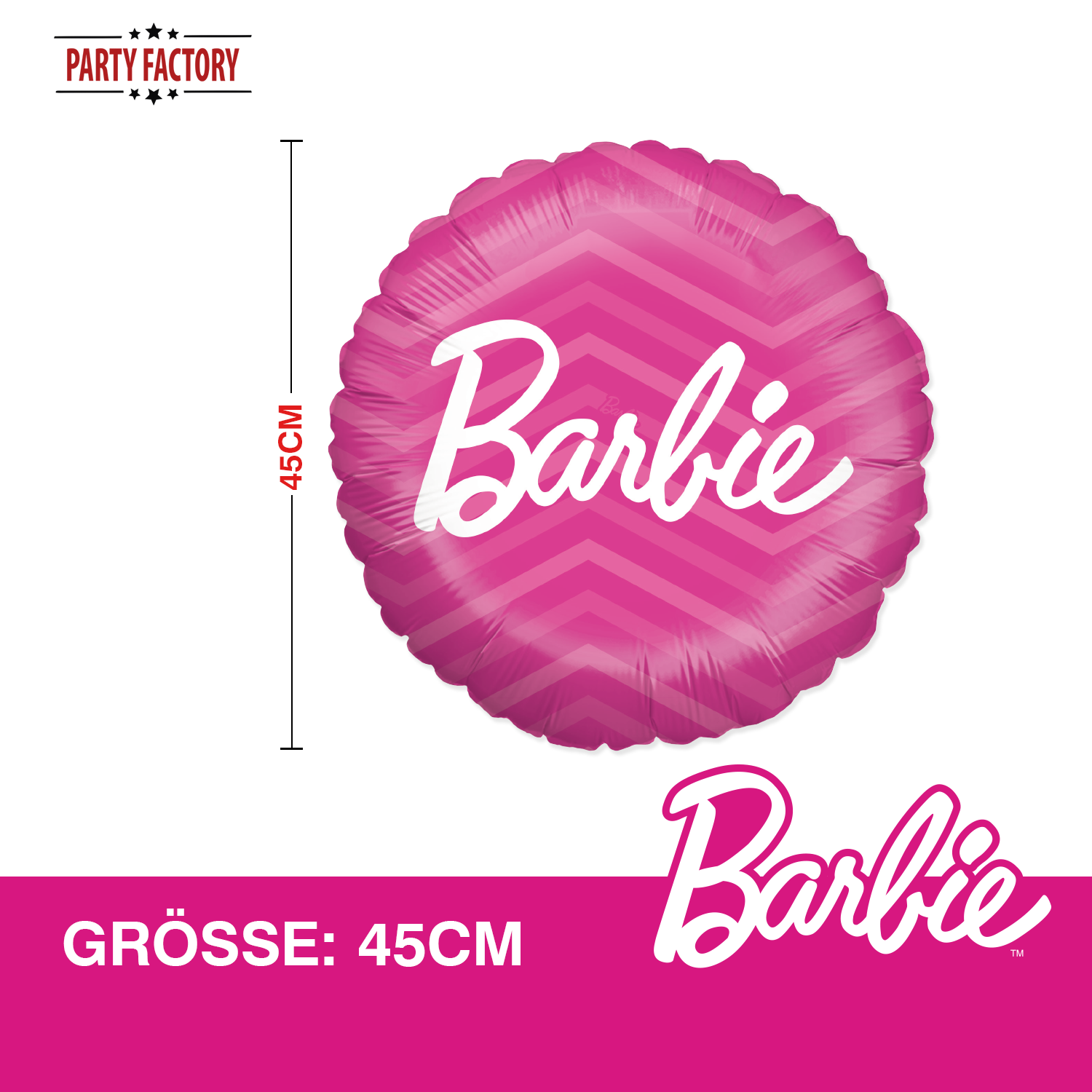 Foil Balloon Barbie Pink Round Ø45 cm 10