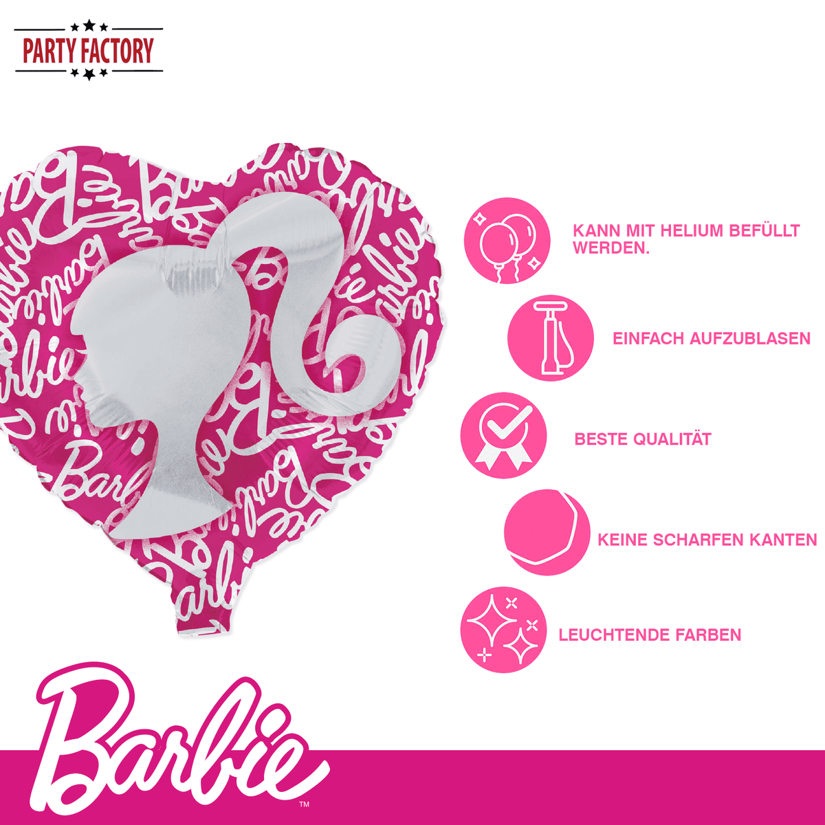 Folienballon Barbie Herz 45cm 12