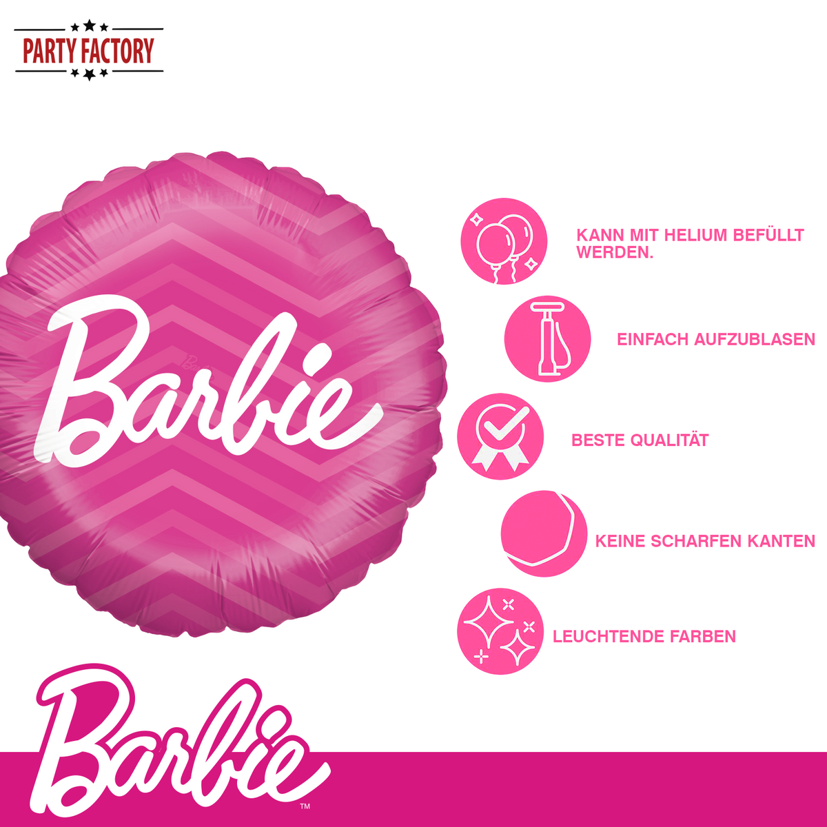 Foil Balloon Barbie Pink Round Ø45 cm 12