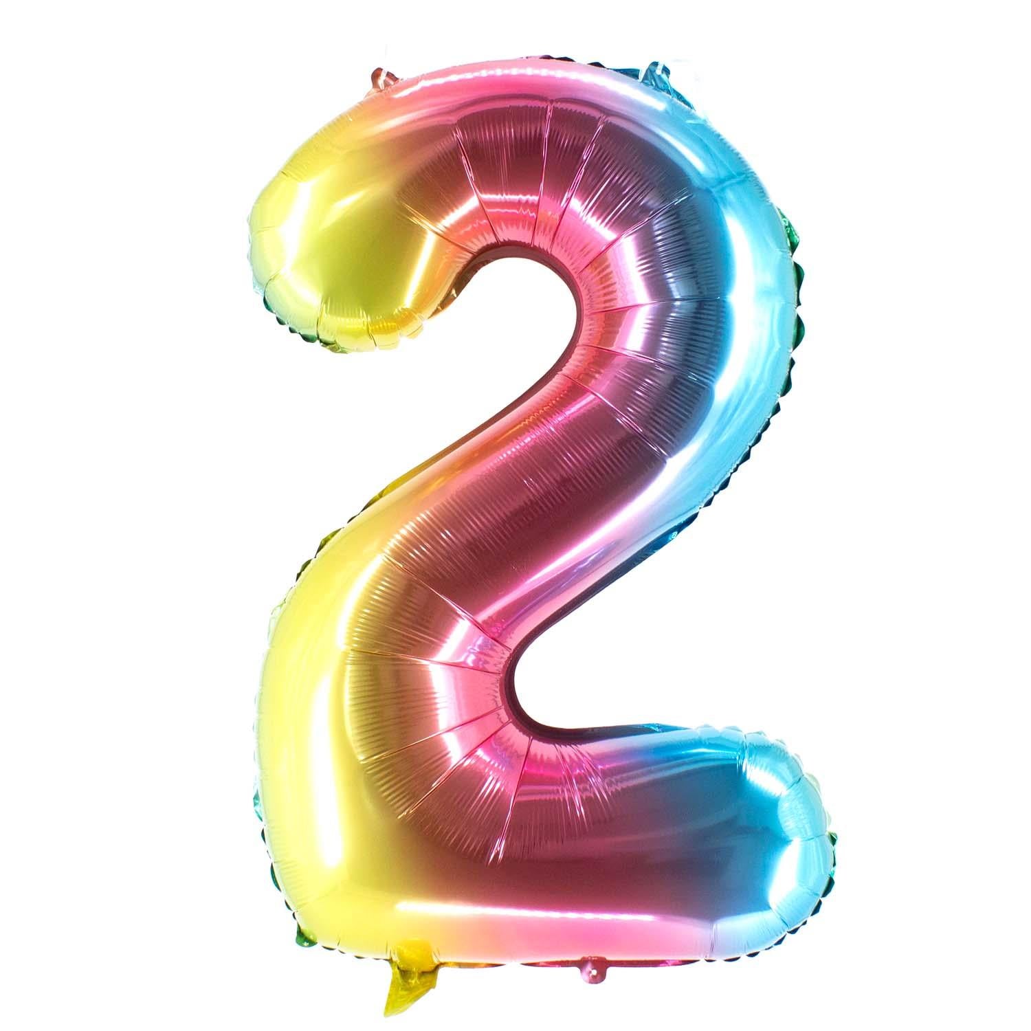 Foil balloons, number balloon, rainbow, 100 cm, numbers 0 to 9, shiny 7
