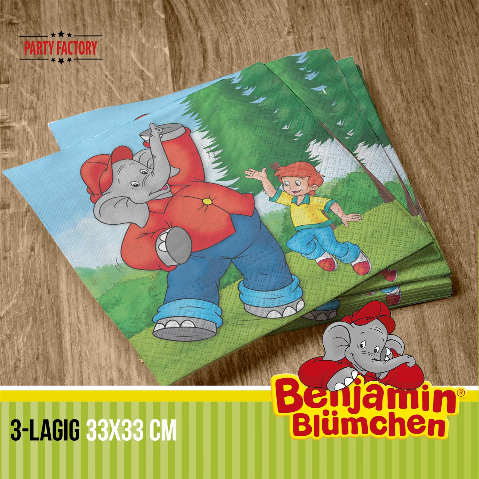 Benjamin the Elephant Napkins 33x33 cm Pack of 20 3