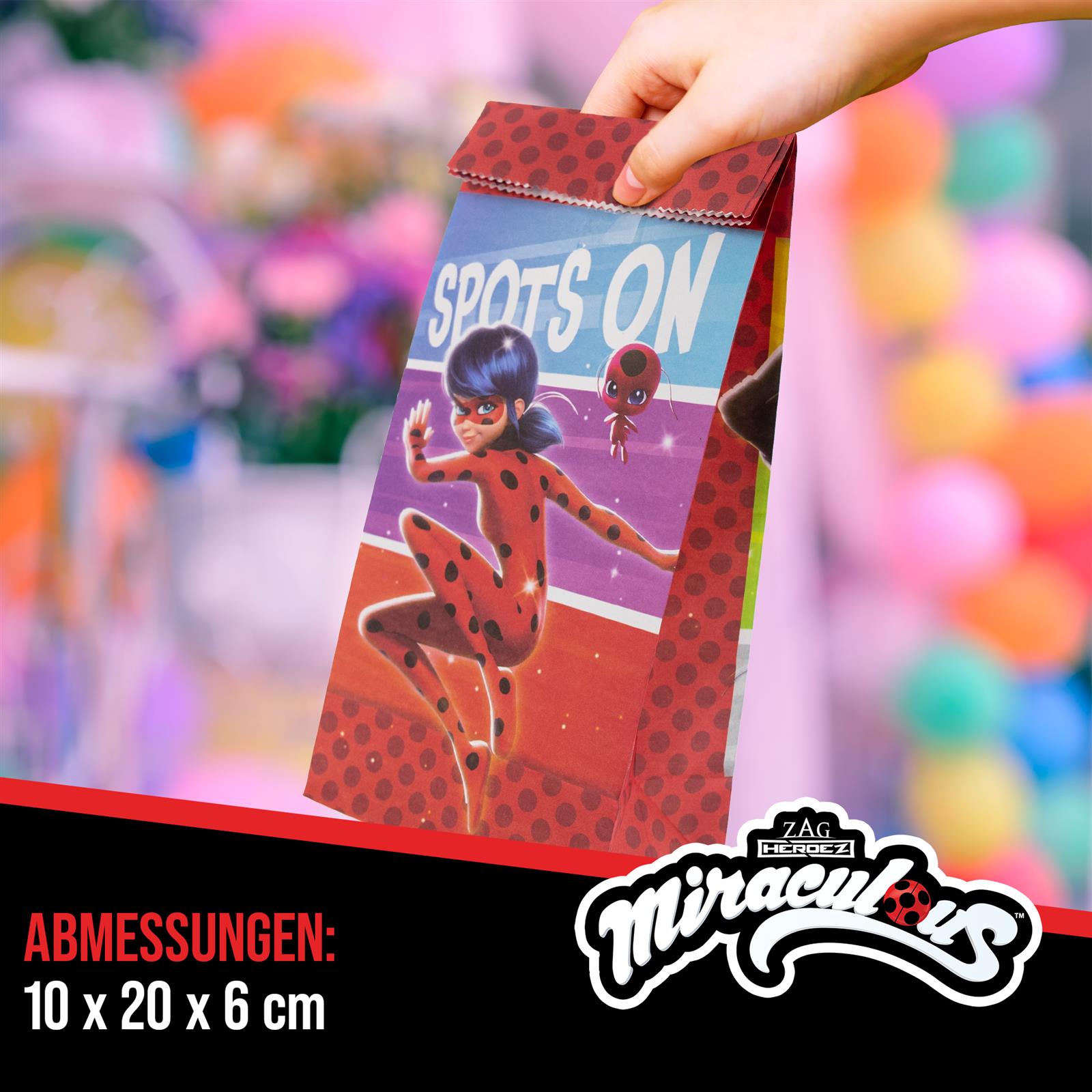 Miraculous Party Bag Paper incl. Stickers 10 pcs. 12