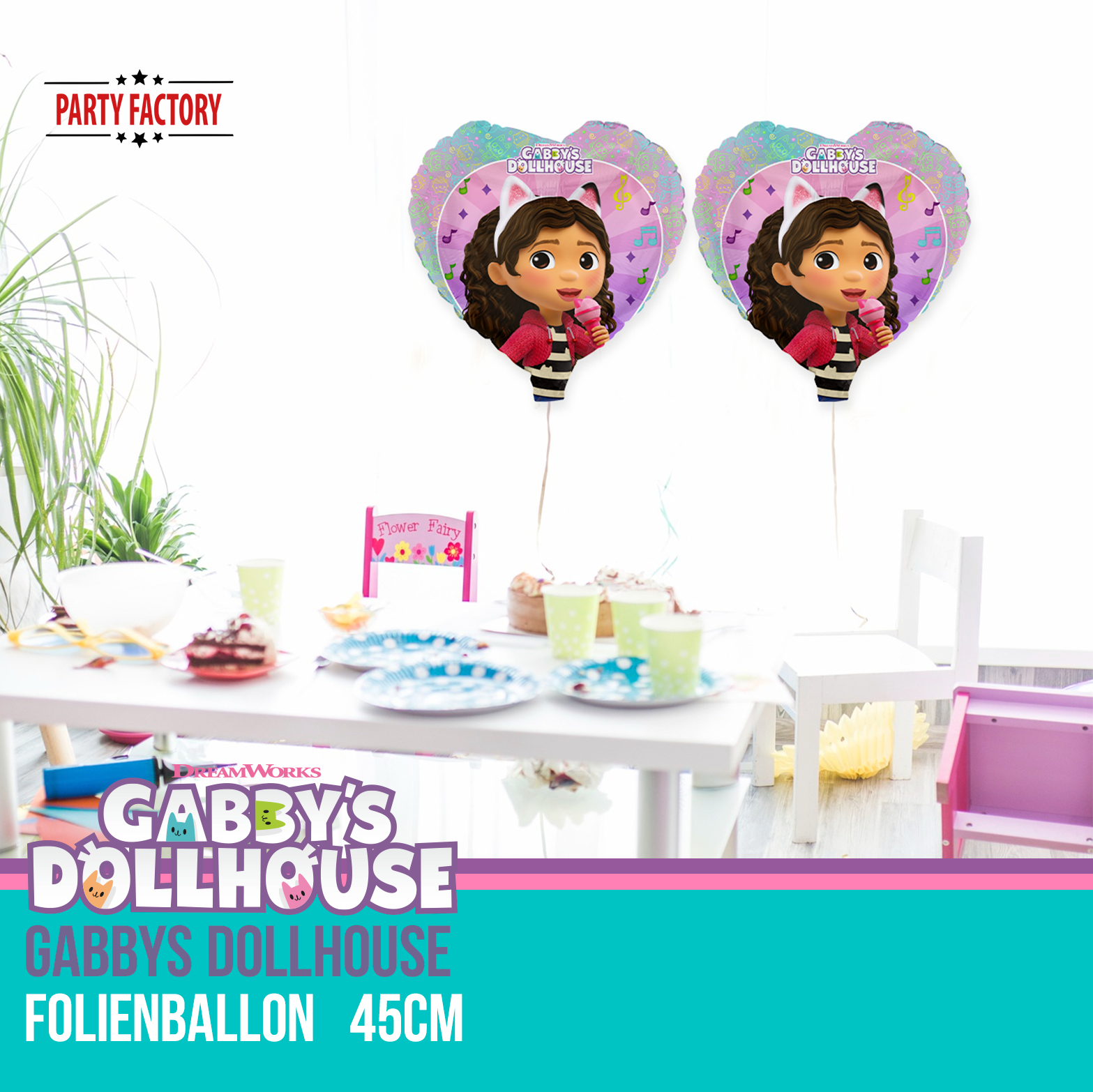 Gabby's Dollhouse Foil Balloon Heart 45 cm - Gabby Party Balloon with Microphone 3